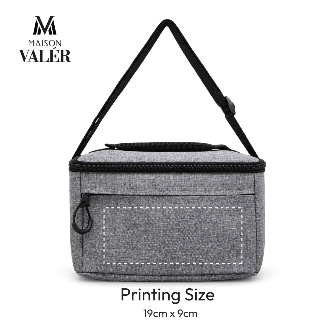 Maison Valér Carvo insulated lunch cooler bag in heather grey, front view
