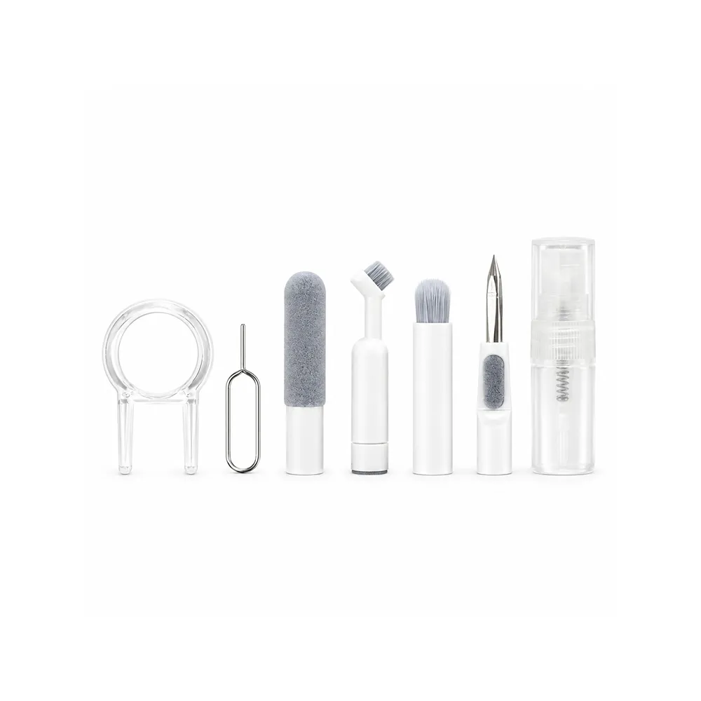 Removable tools in a row from keycap puller and SIM pin to refillable spray bottle