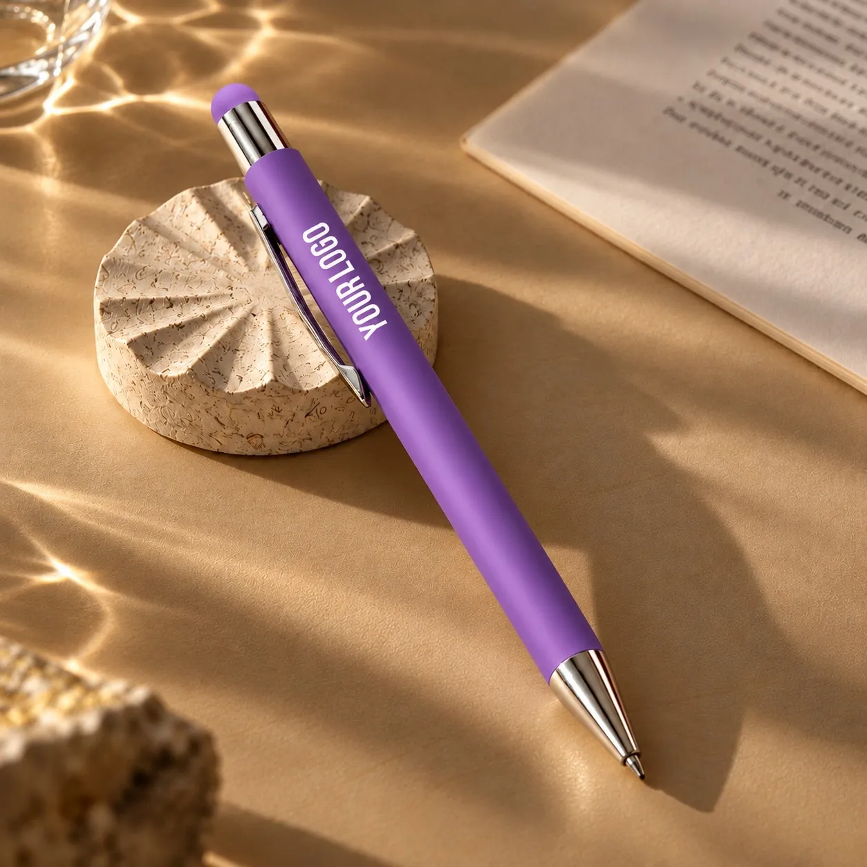 Metal pen with color stylus Purple