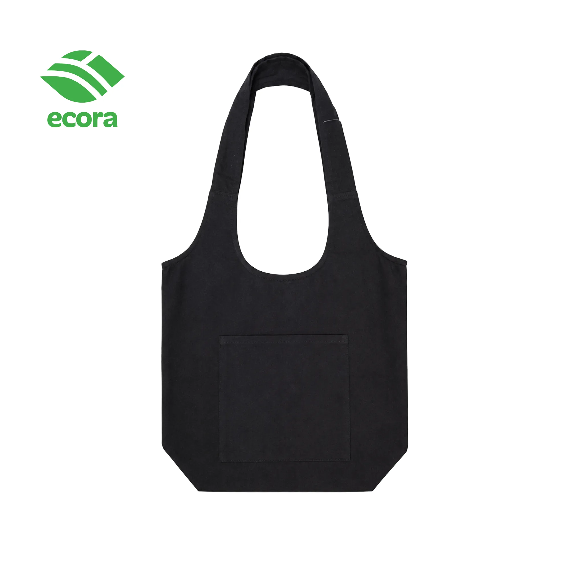 Toto canvas shoulder tote in natural with a large printed logo on the front panel