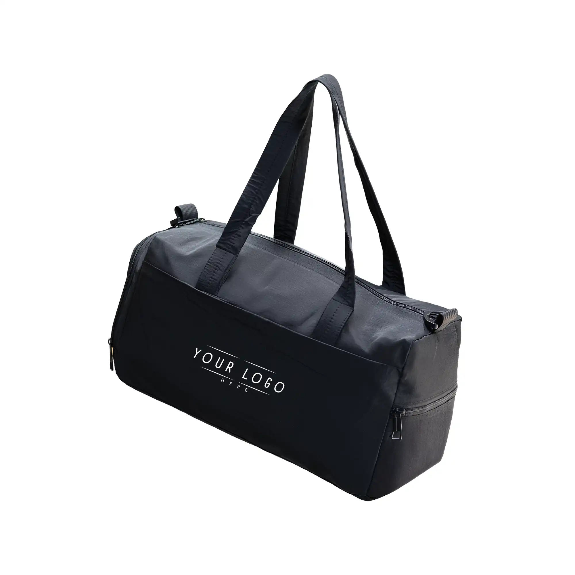Black executive duffle bag with shoulder strap and spacious compartments for travel