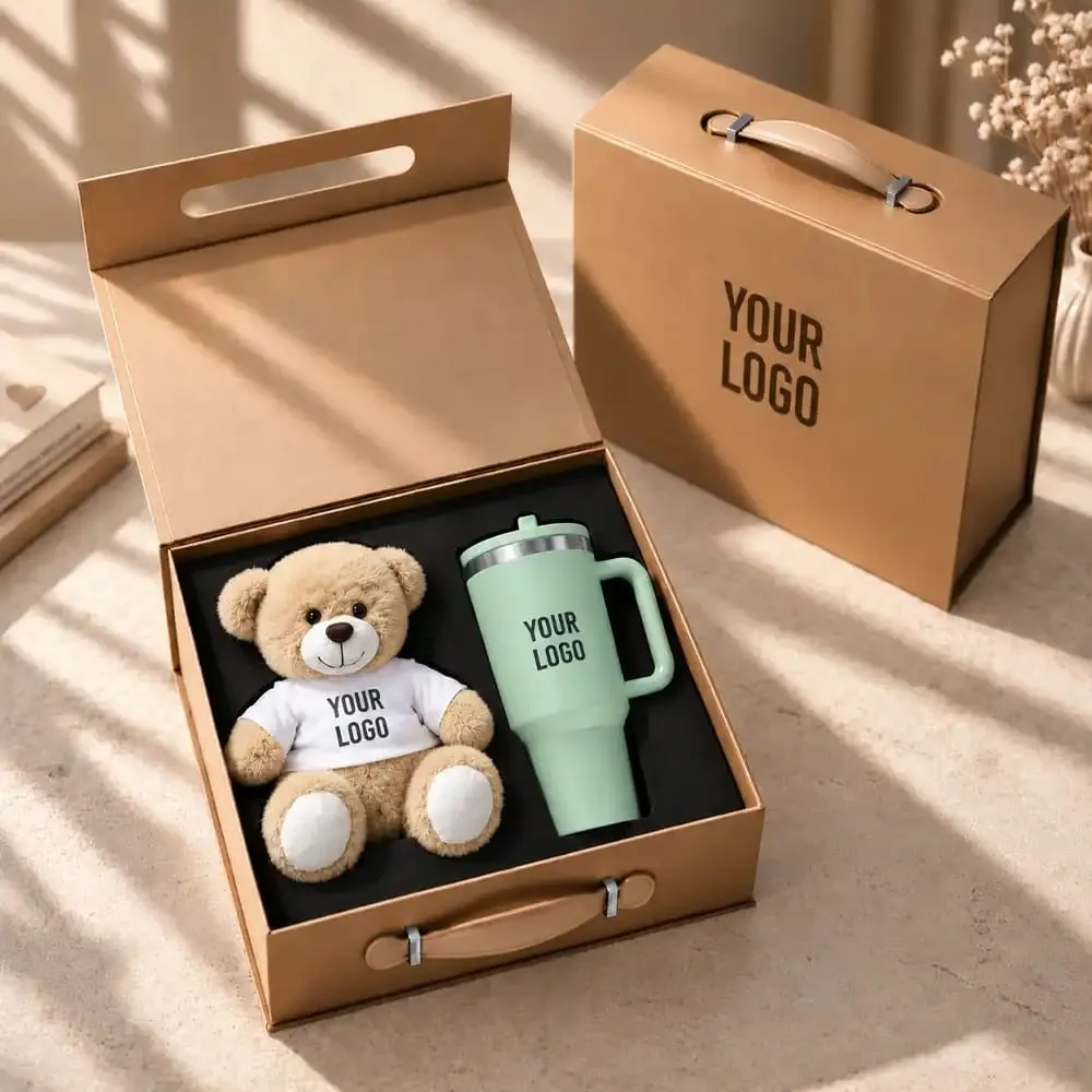 Teddora Duo kids gift set teddy bear green tumbler corporate UAE events