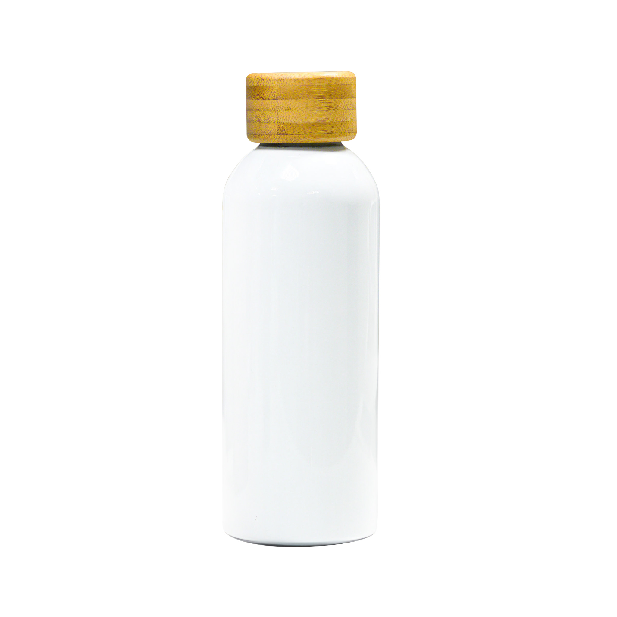 Insulated Bottle With Bamboo Lid White