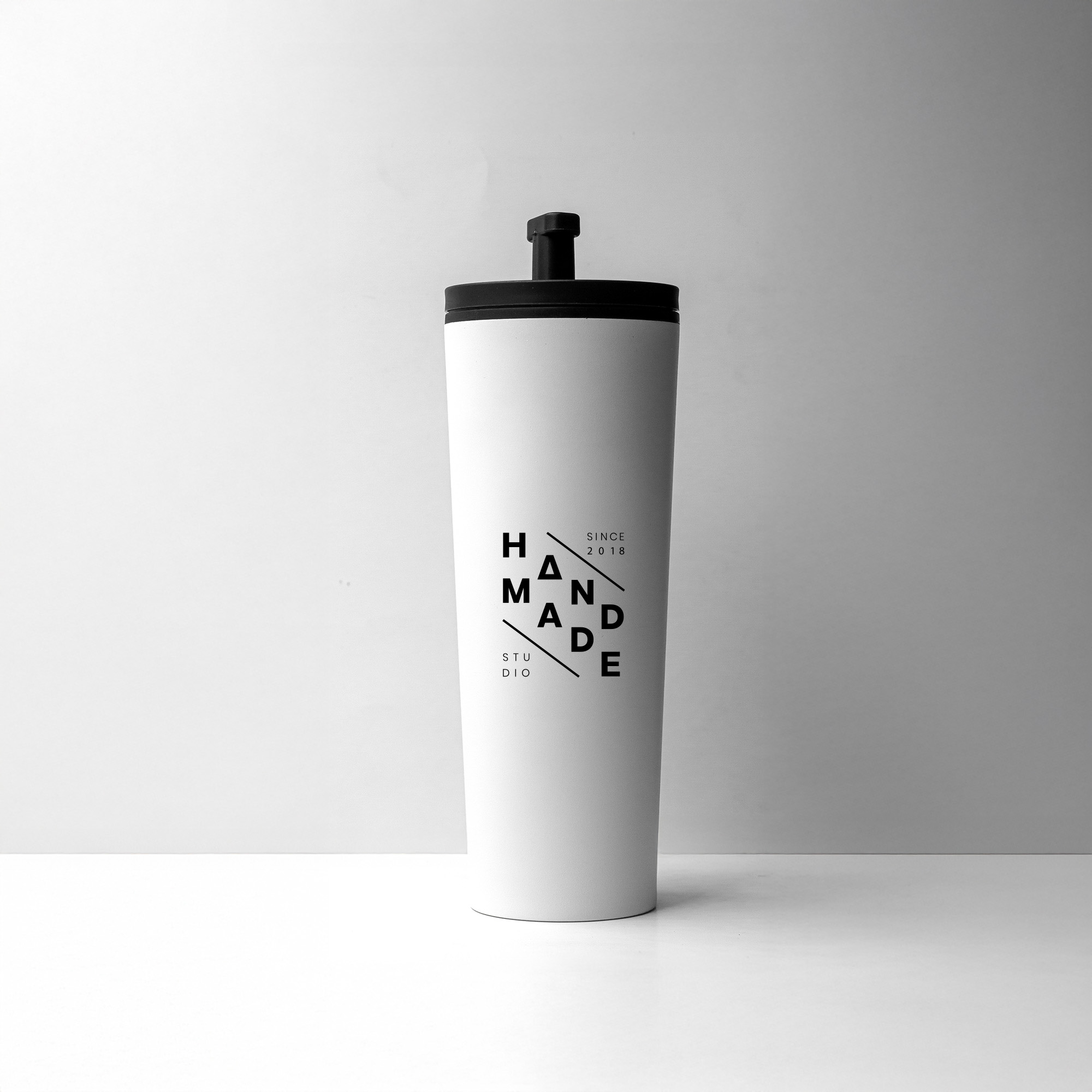 White Tumbler with Straw – Double Wall