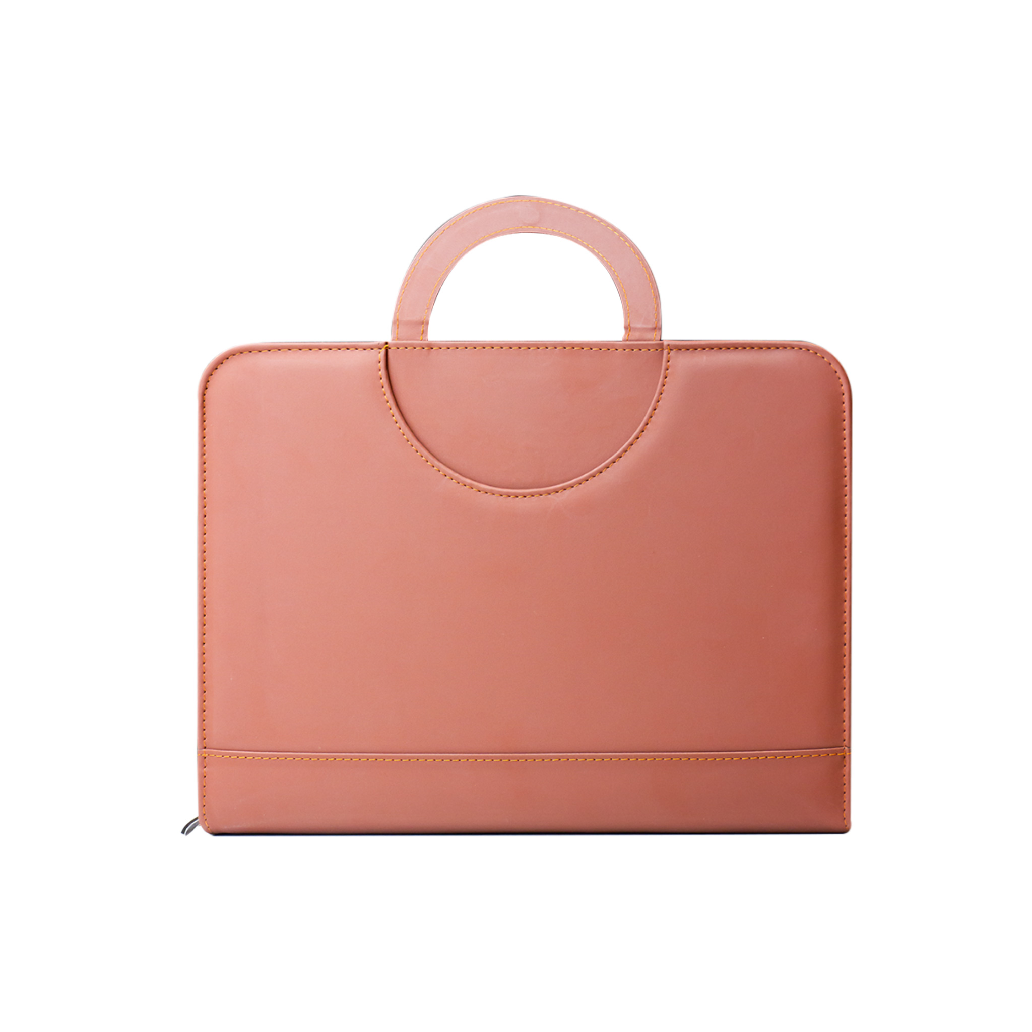 Portfolio with zipper and handle Brown