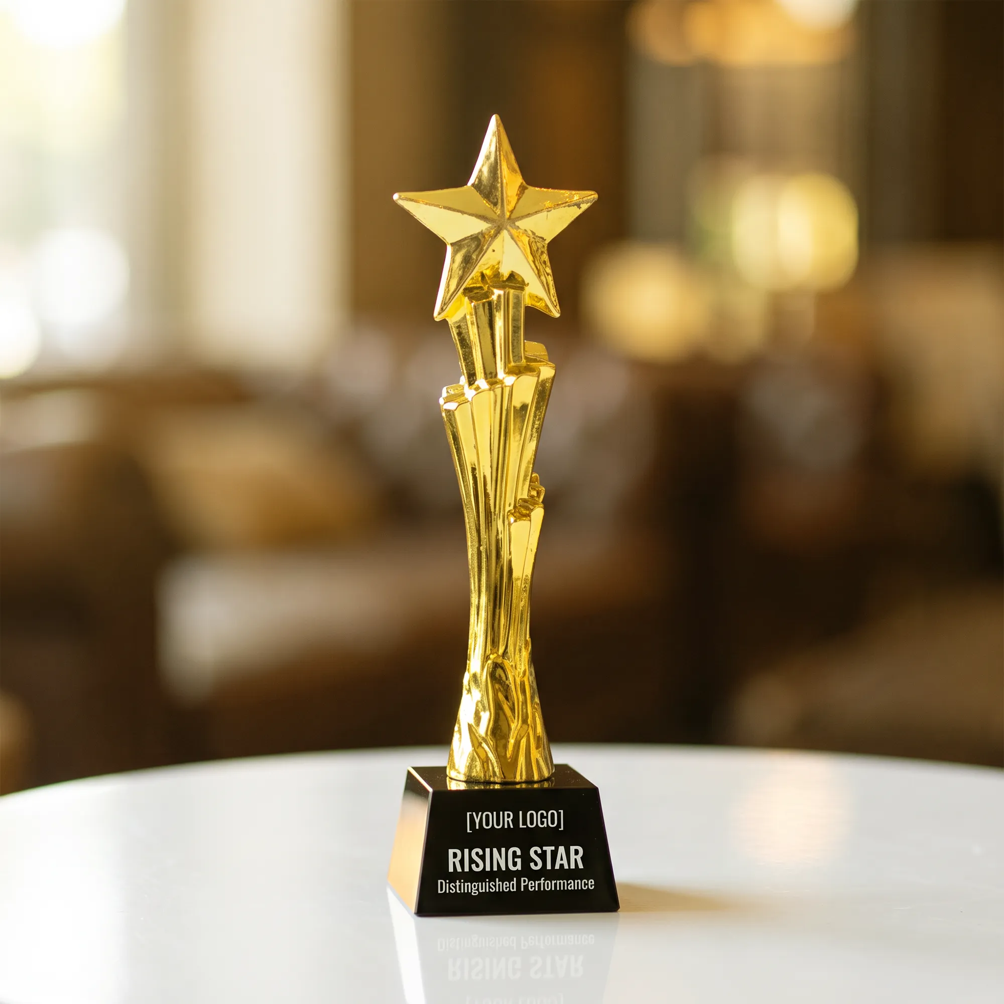 Award Trophy  Star Vertical full gold with black base