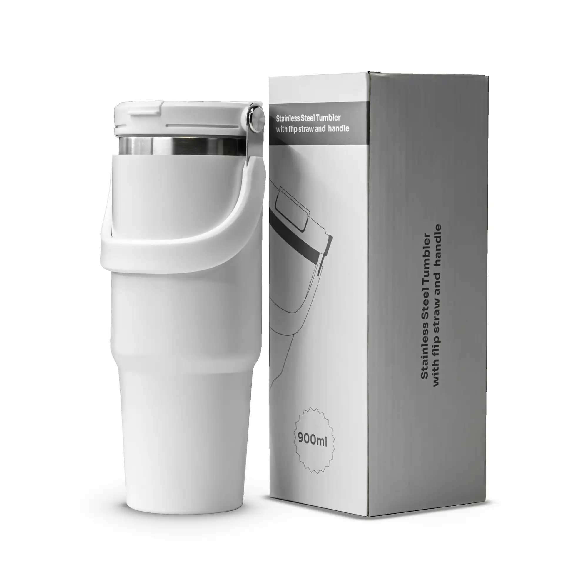 Tumbler with Handle and Sipper White