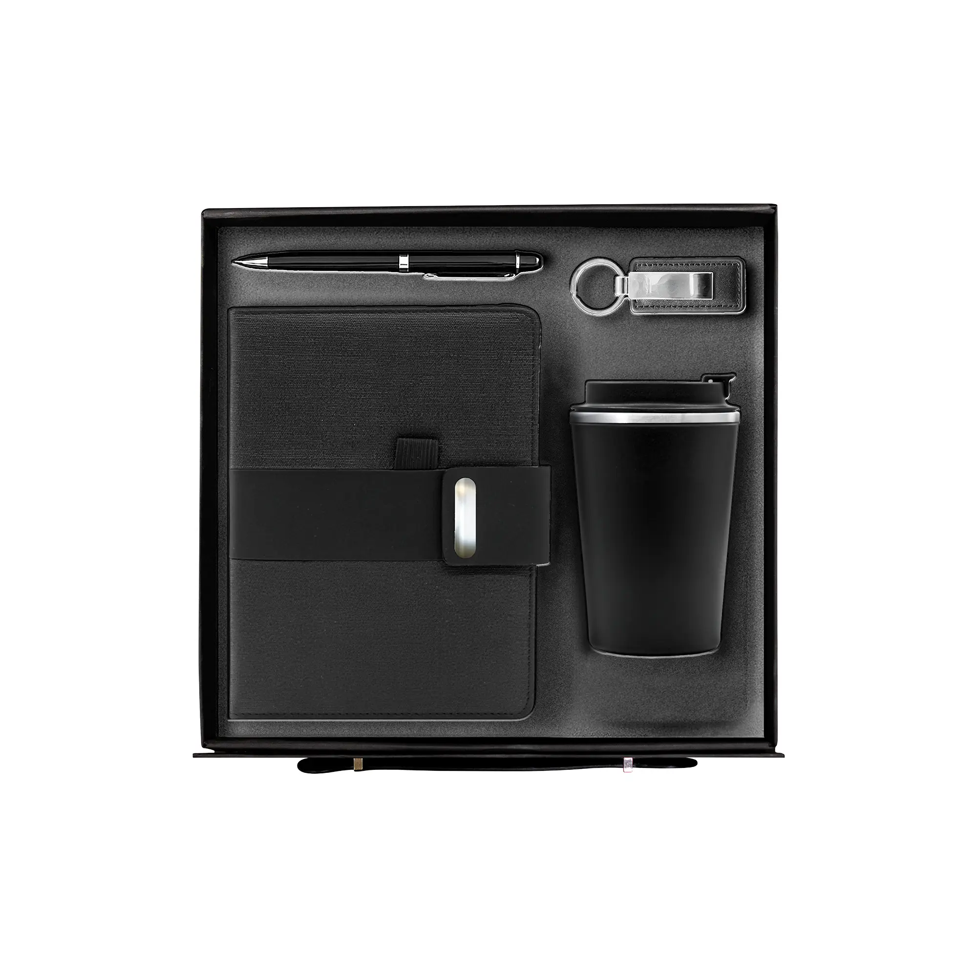 ExecuBlend 4-piece black executive corporate gift set thermal mug notebook UAE