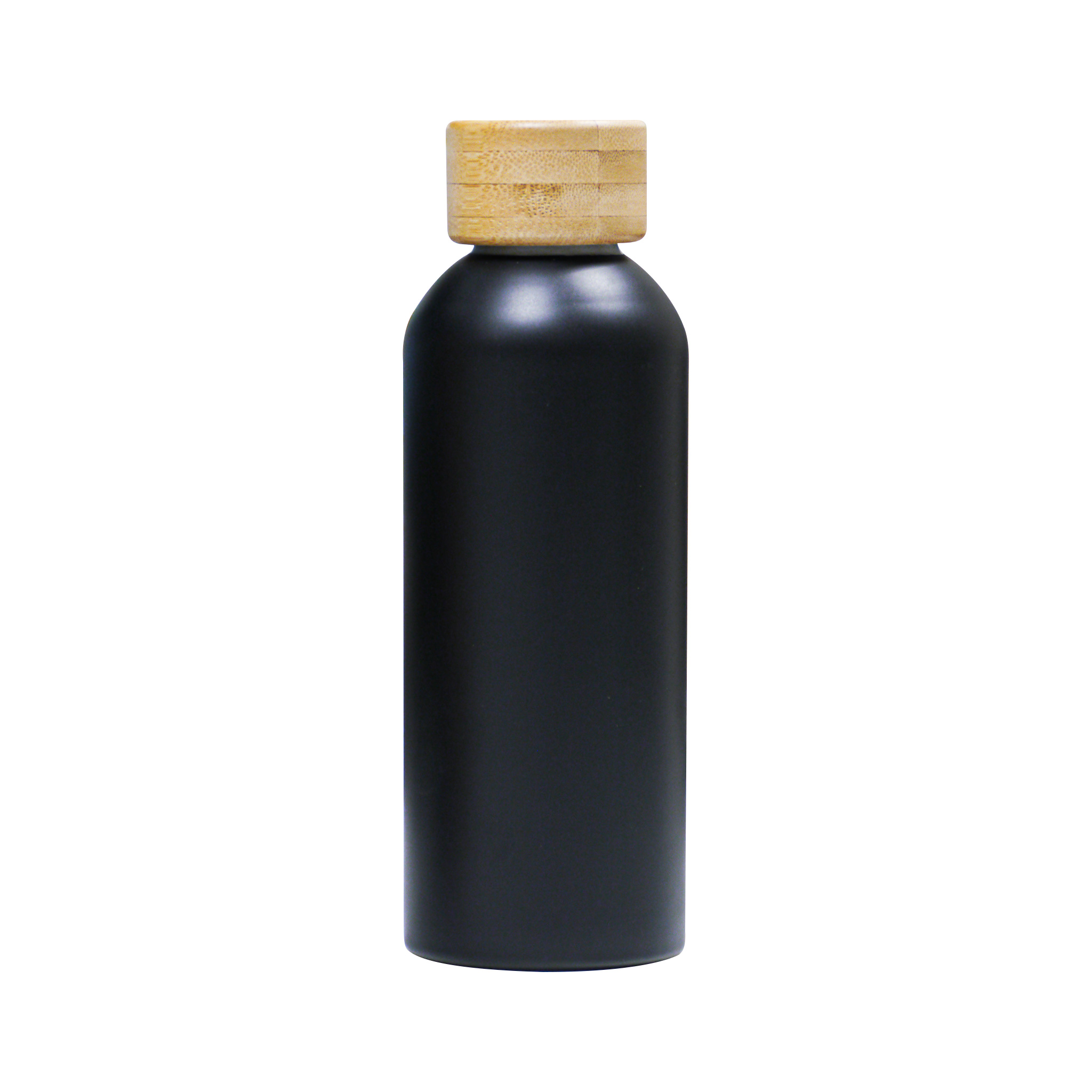 Insulated Bottle With Bamboo Lid Black