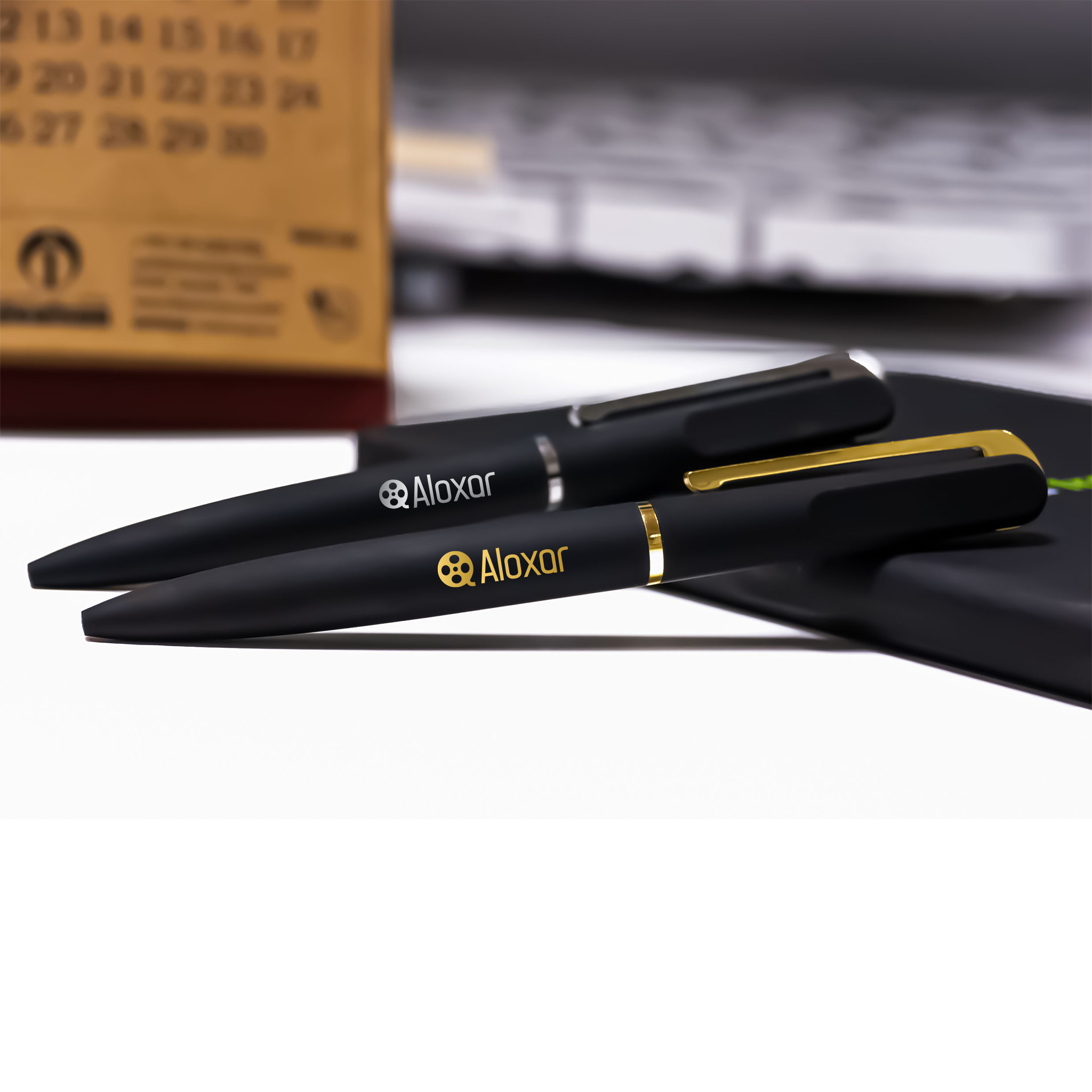 Black Metal pen with Rubberized barrel Gold
