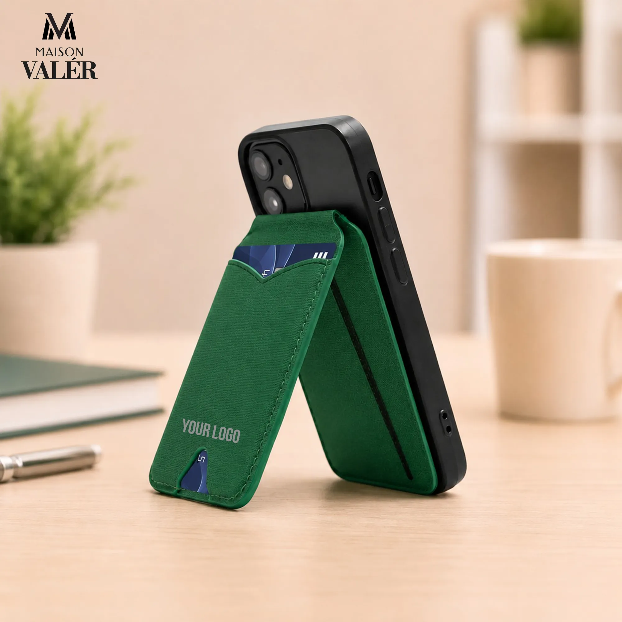 MirrFold premium leather magnetic foldable wallet card holder custom logo corporate gift UAE