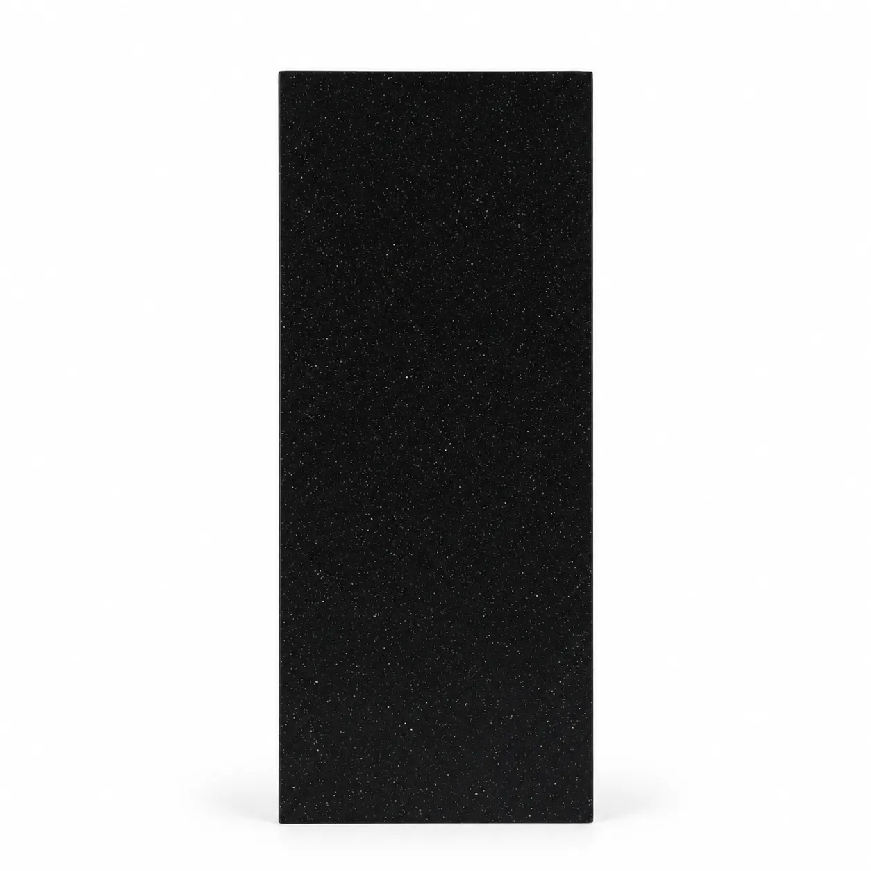 Black geometric faceted crystal award column on a desk