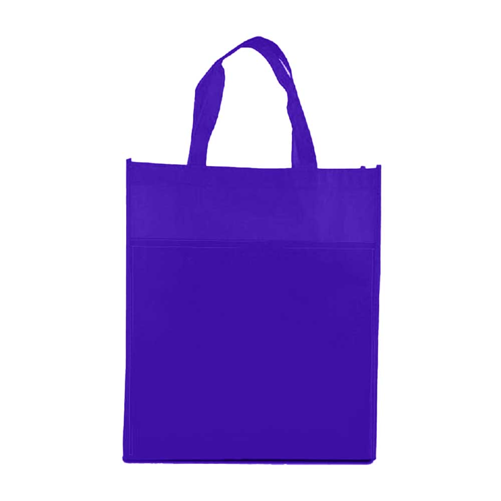 Non Woven bag with front pocket Blue