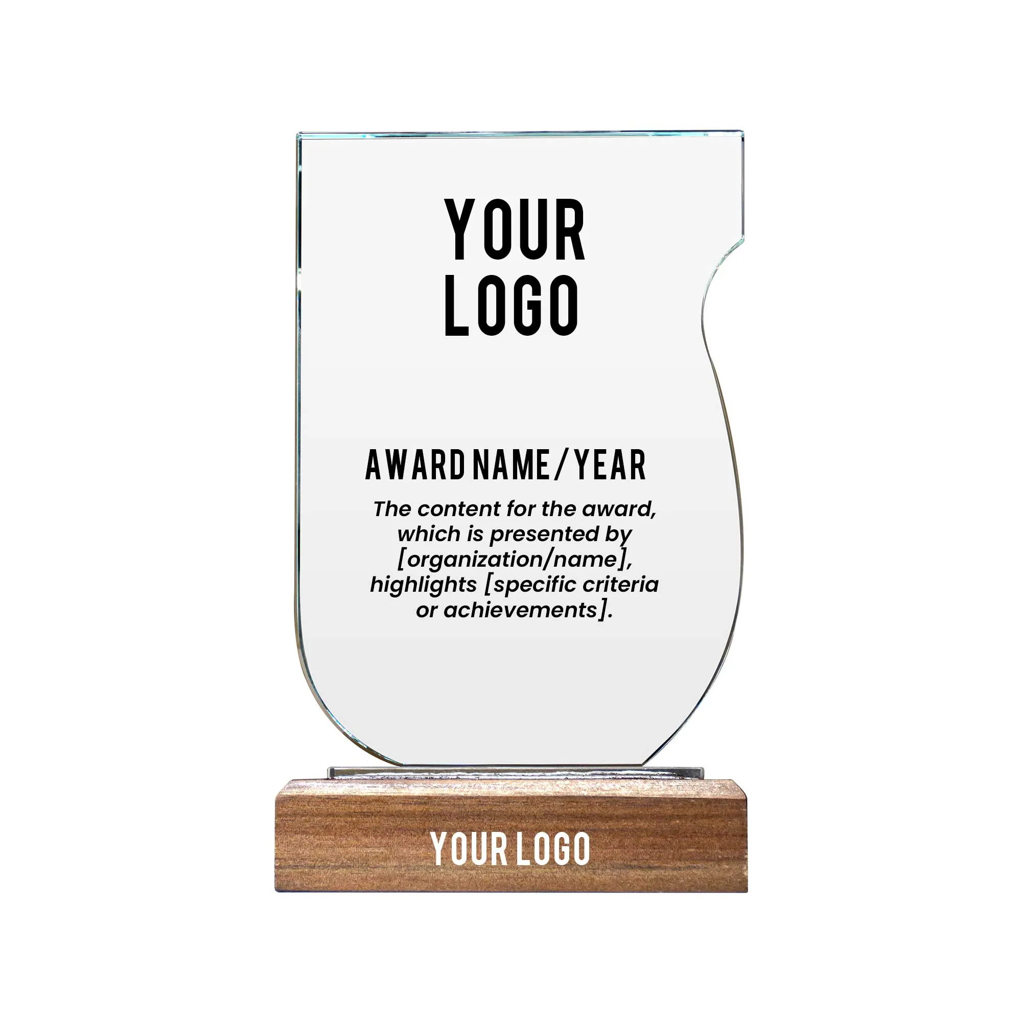 Crystal Award With Wooden Base