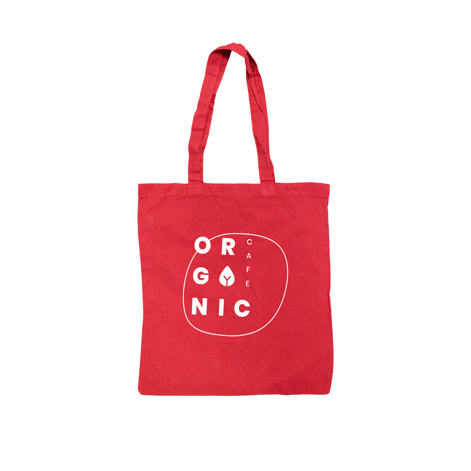 Red recycled cotton tote bag with long handles – sustainable and reusable