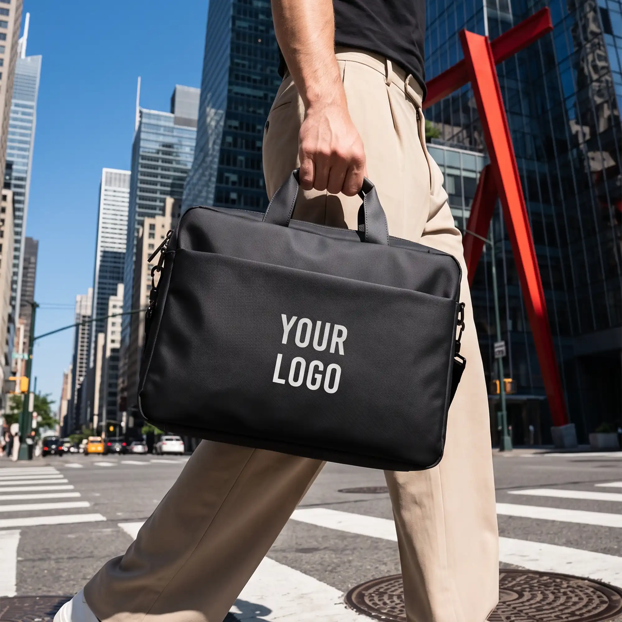 Premium black executive laptop bag with padded protection and luxury business travel design