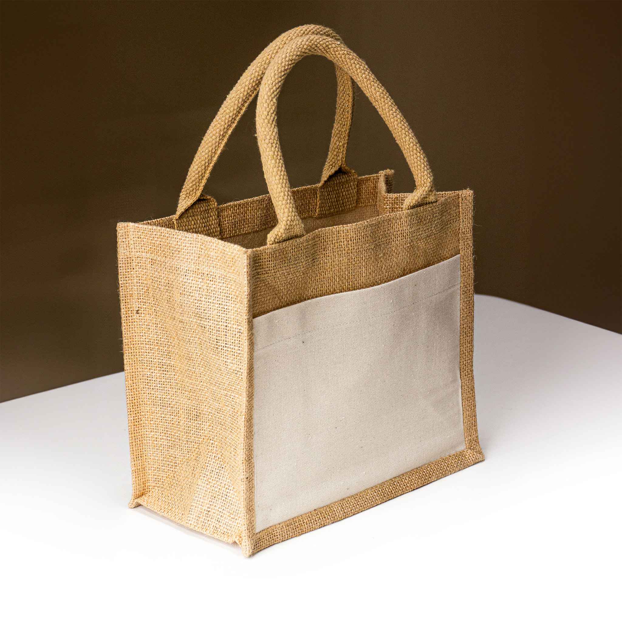 Jute Bag with Canvas Pocket