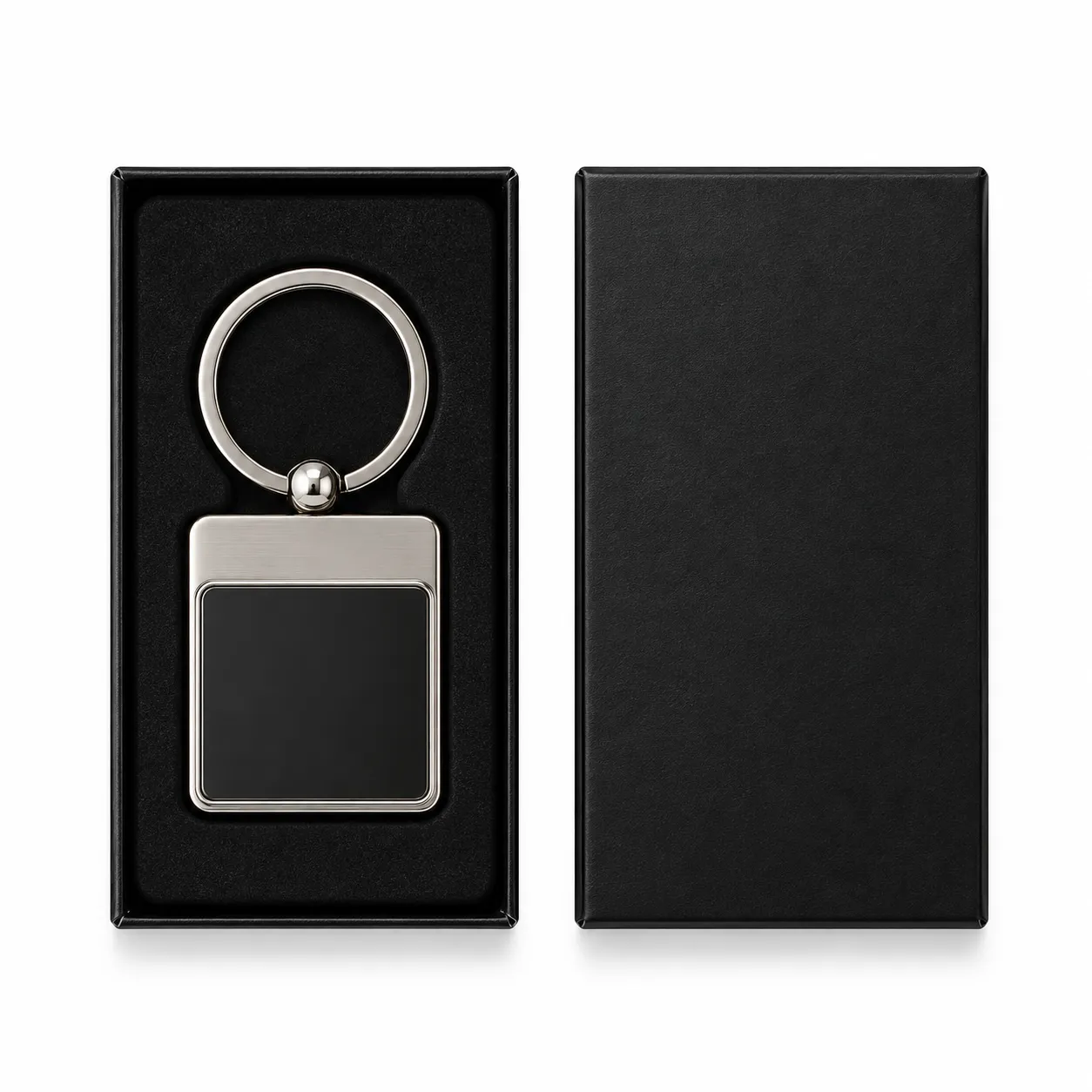 Silver Frame Square Plate Keychain