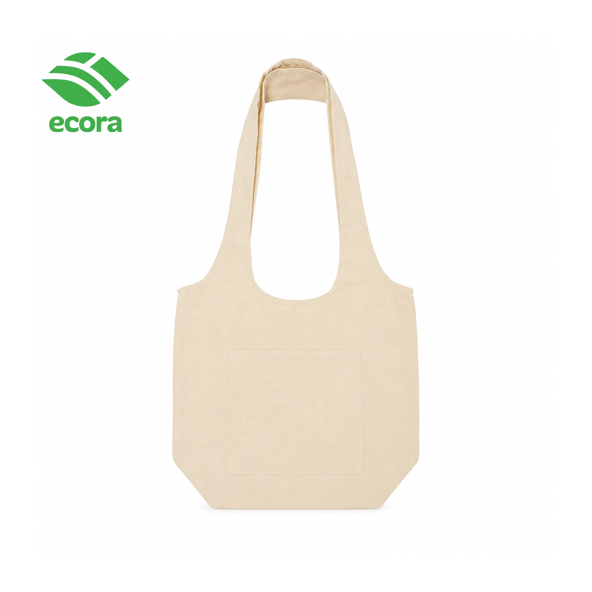 Toto canvas shoulder tote in natural with a large printed logo on the front panel