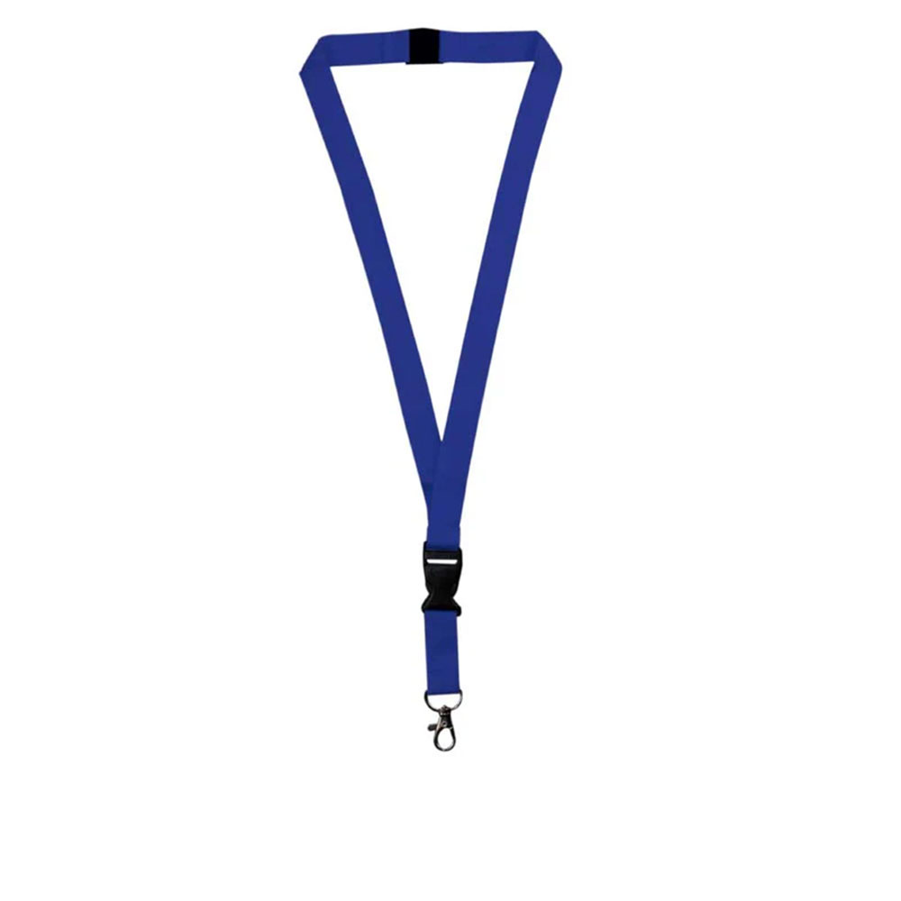 Lanyard With Buckle Metal Hook And Safety Clip Blue