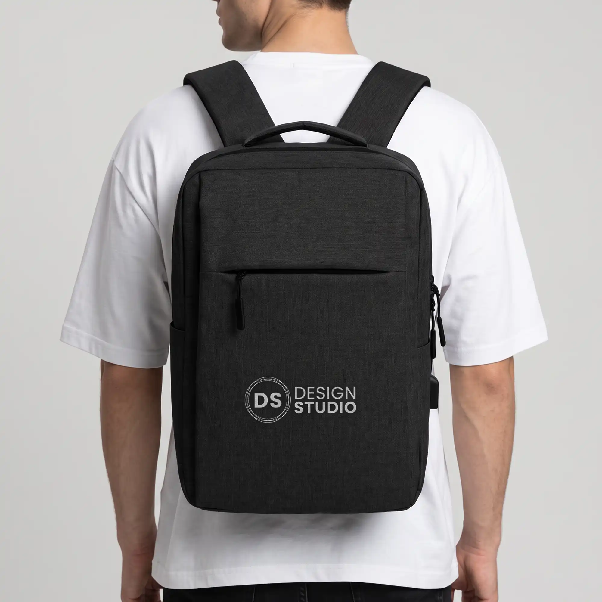 Backpack with USB Charging Point Black