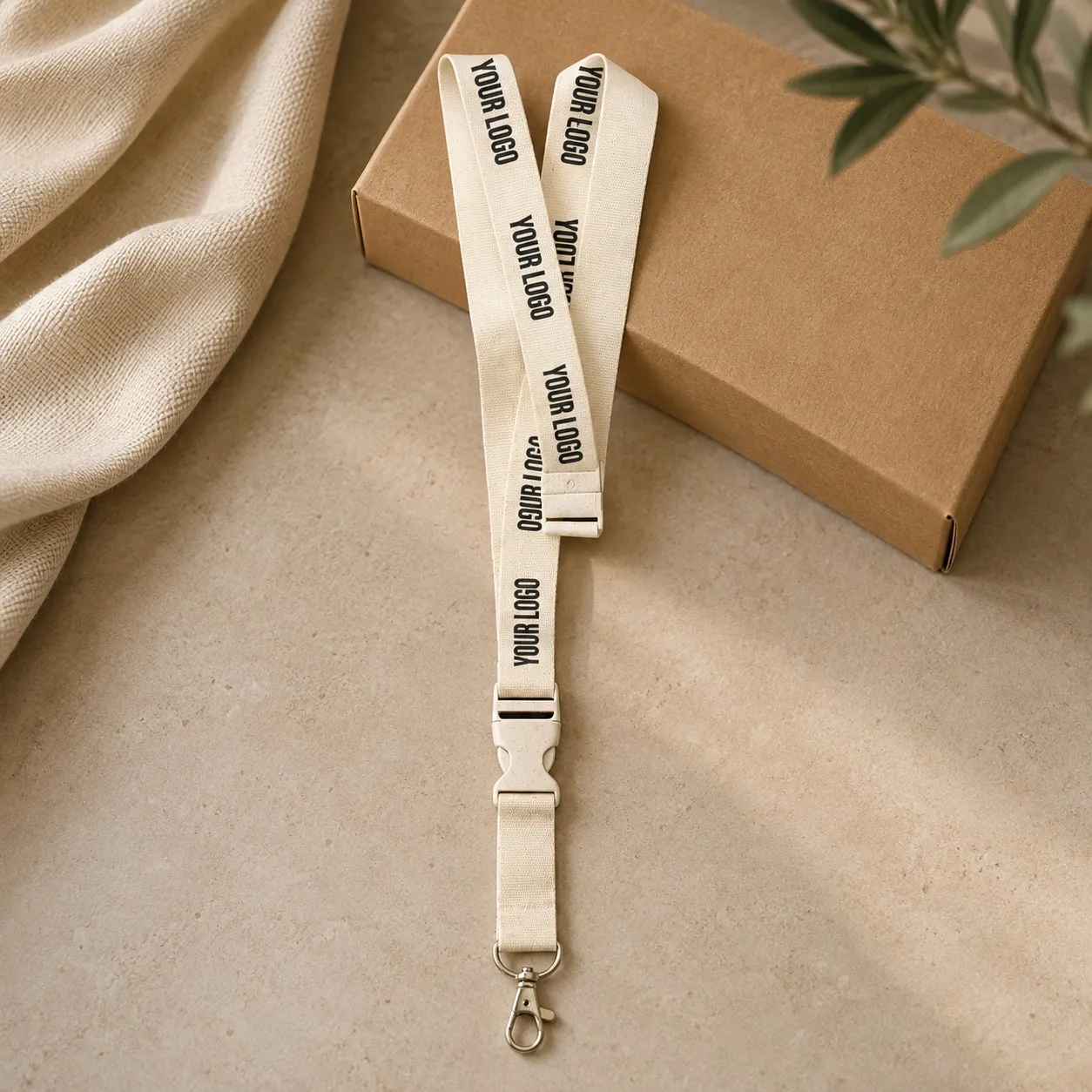 Cotton Lanyard with Wheat Straw Buckle – Eco-Friendly ID Holder