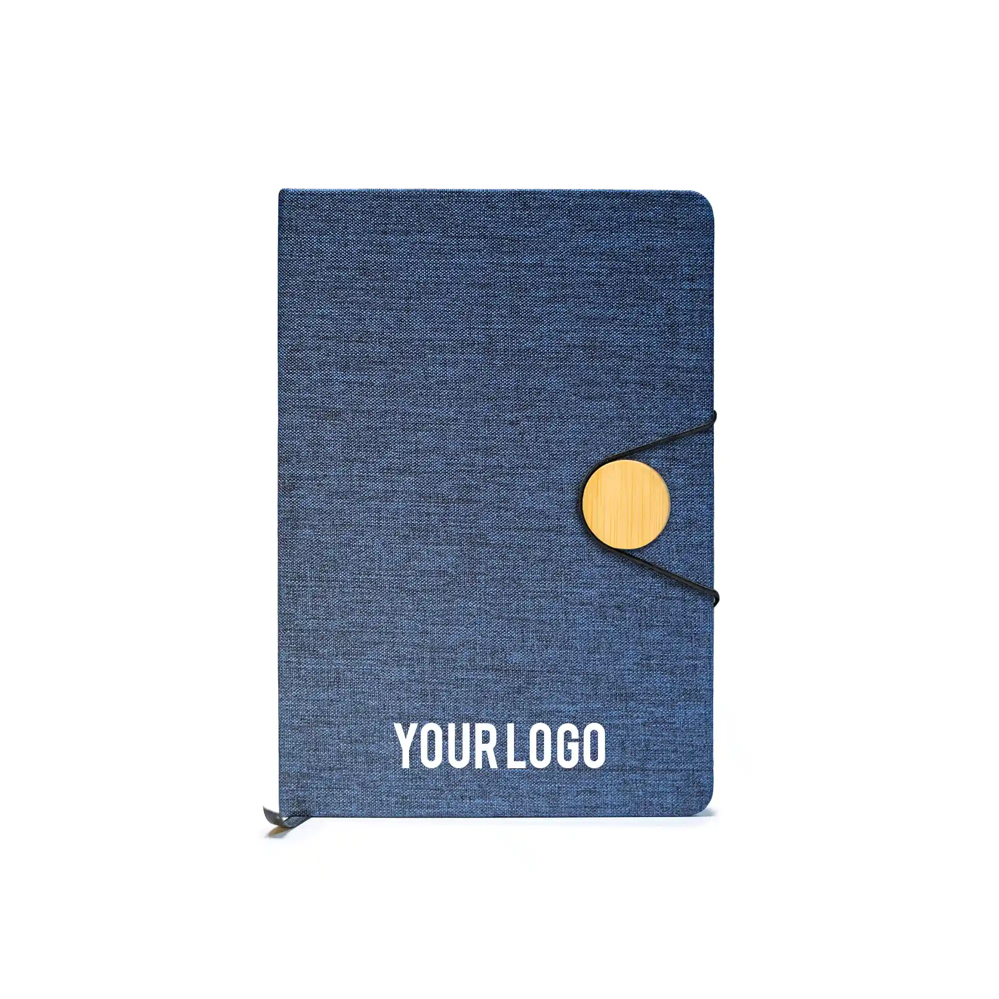 RPET + Bamboo Button Notebook – Dual-Tone Executive Journal Blue