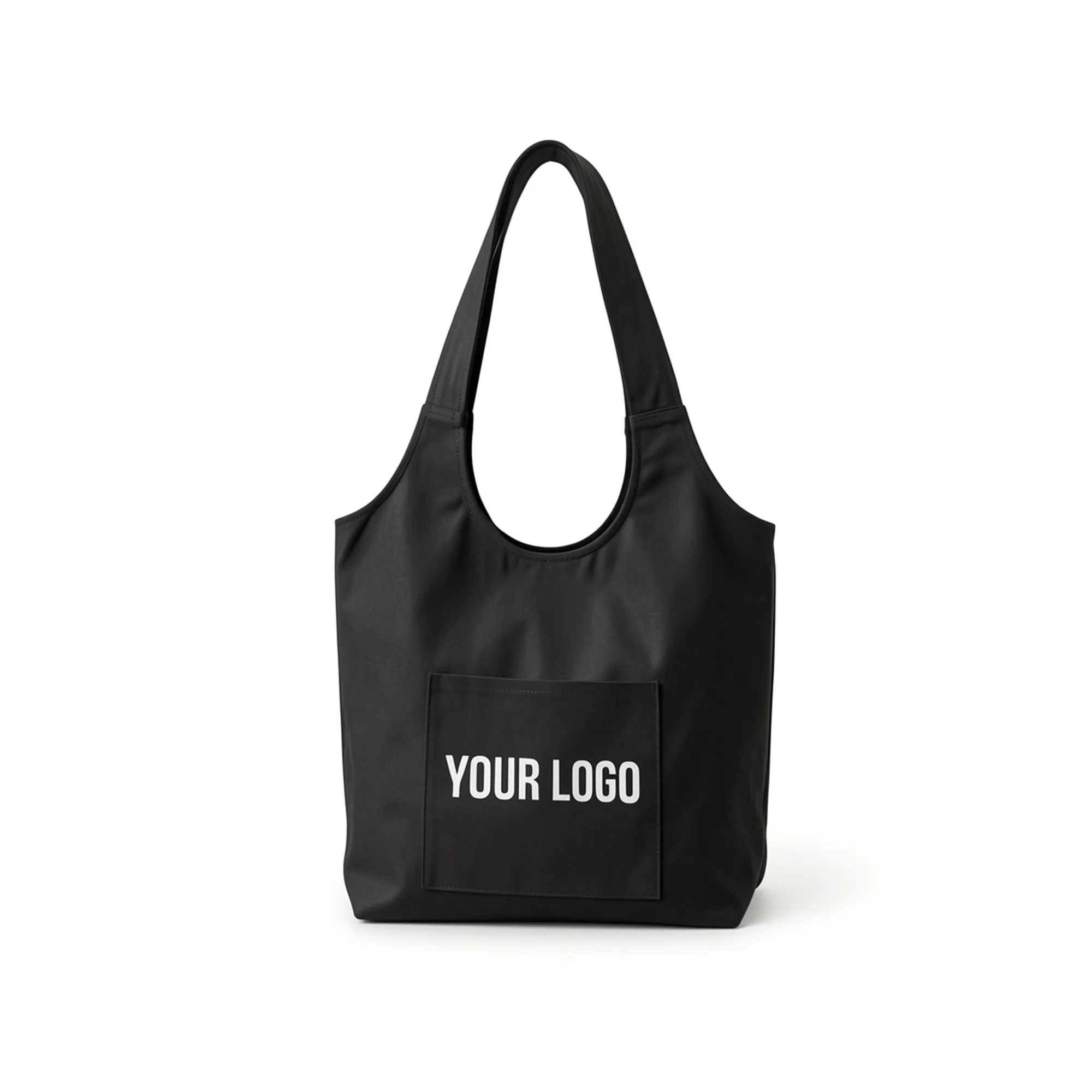 Toto canvas shoulder tote in natural with a large printed logo on the front panel
