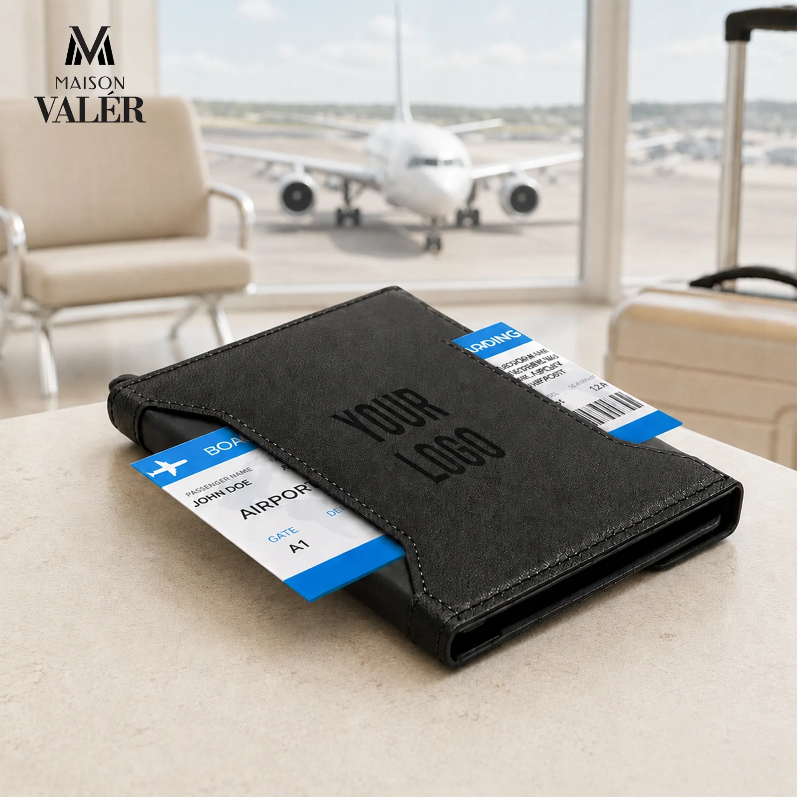 Leather passport holder travel wallet pen slot card slots custom branding Dubai GCC