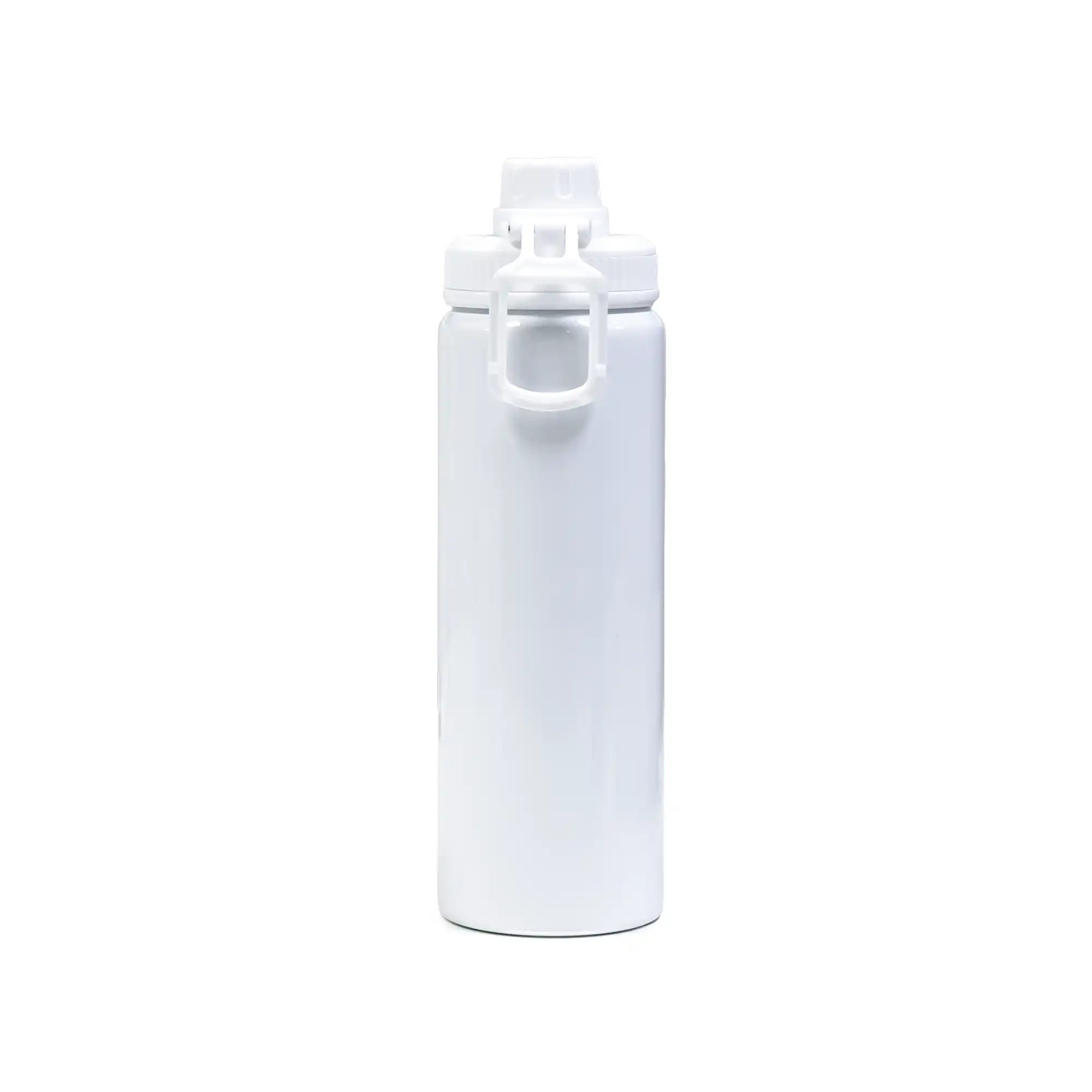 Reusable aluminium sports bottle with handle, 800 ml capacity, black and white color options for corporate gifting.