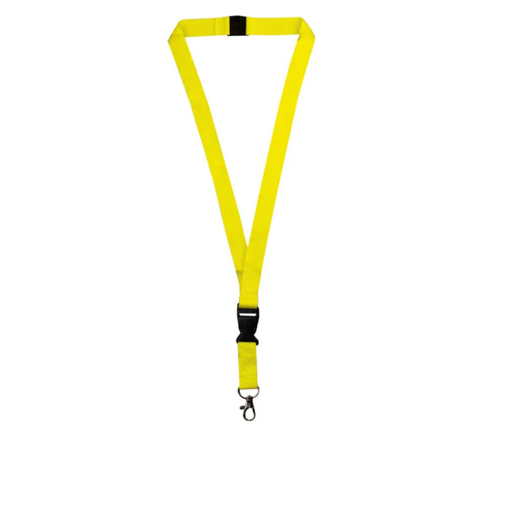 Lanyard With Buckle Metal Hook And Safety Clip Yellow