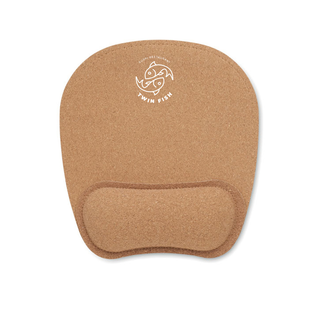 Ergonomic cork mouse pad with wrist support and a non-slip rubber base