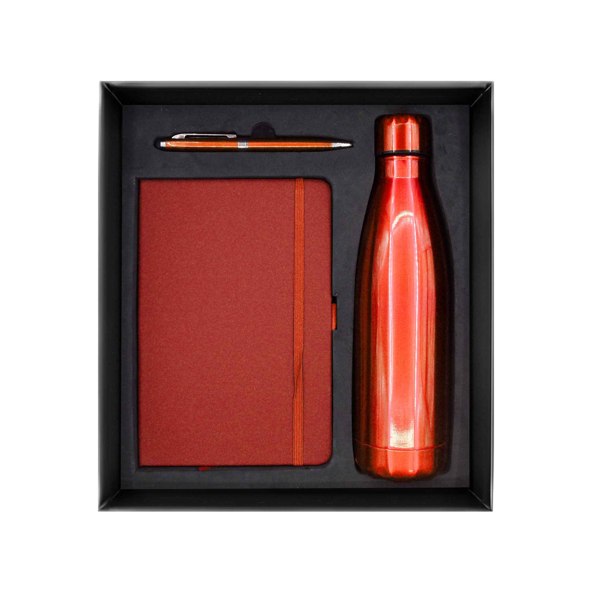 Promotional Giftset with Red Notebook pen and Bottle