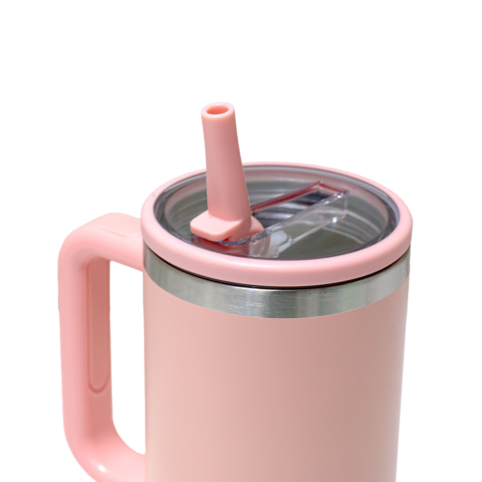Double Walled Tumbler With Handle And Flip Straw