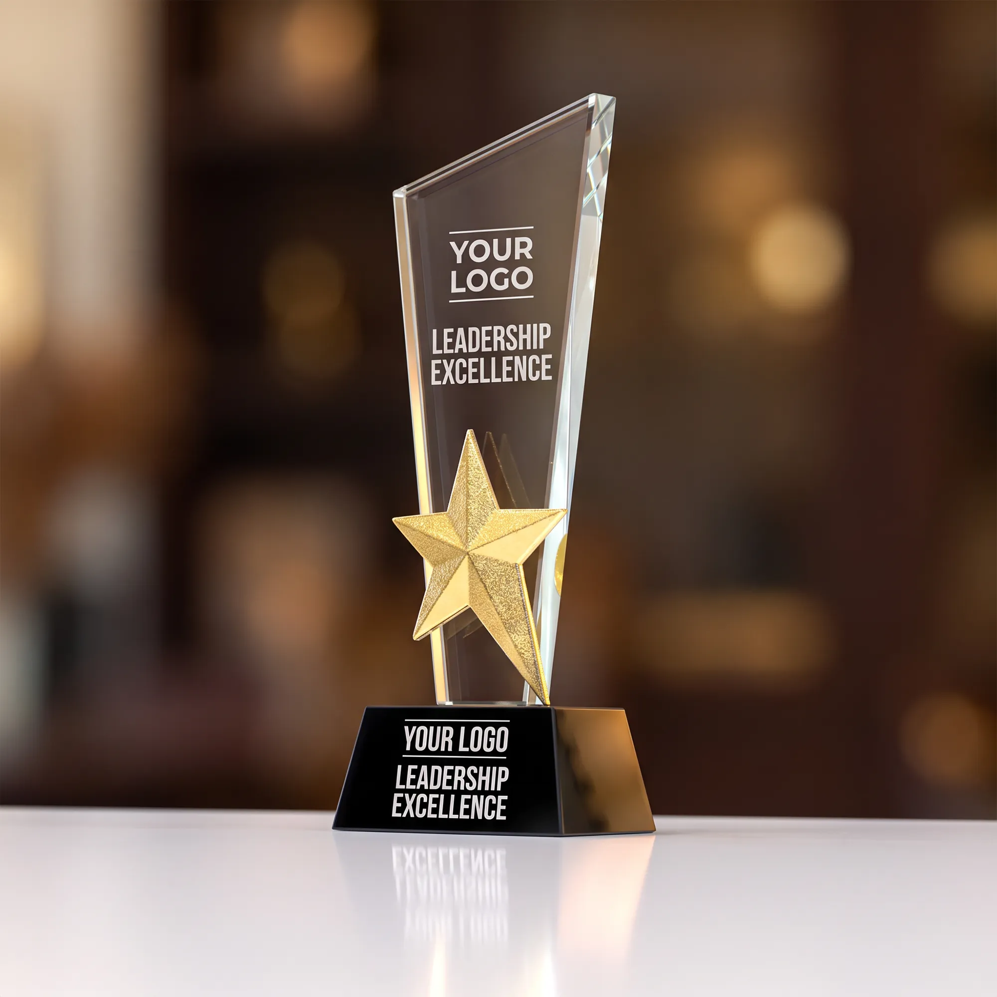 Crystal Trophy with Metal Star