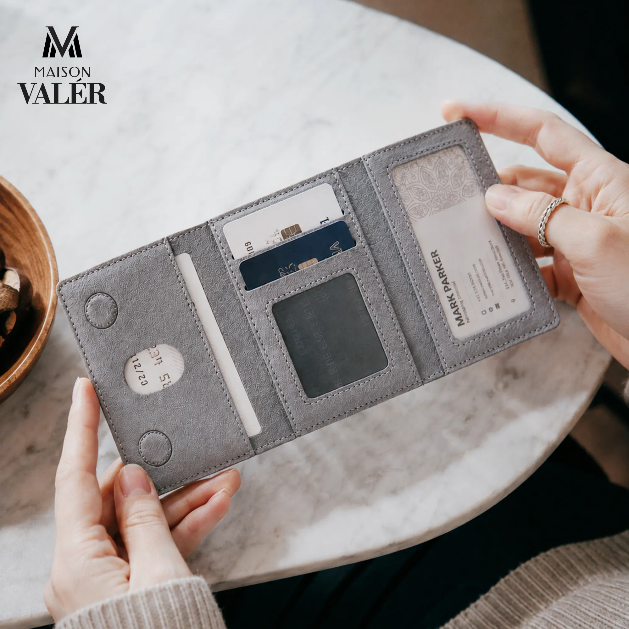 The Minimalist leather MagSafe card holder phone wallet custom logo corporate gift UAE