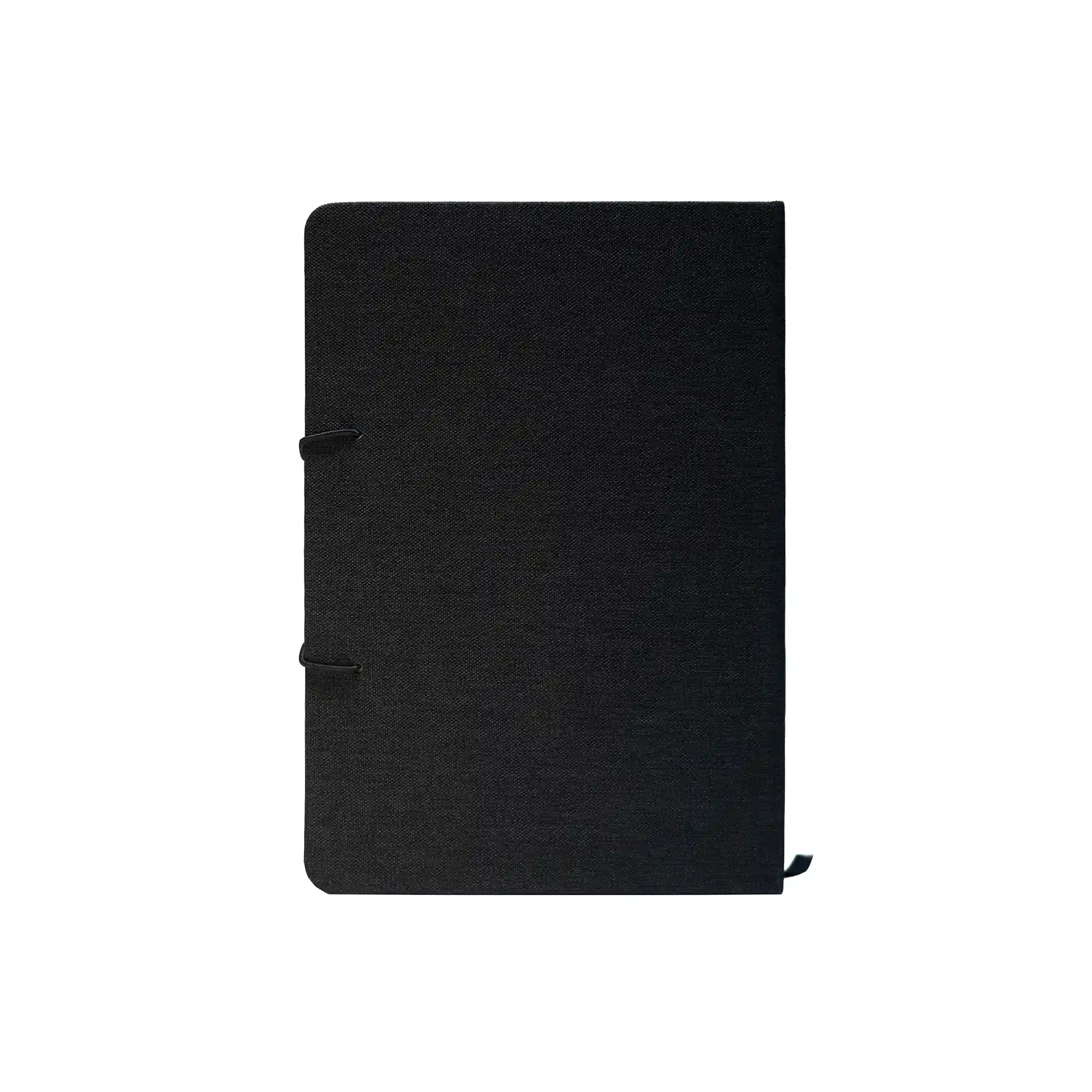 RPET + Bamboo Button Notebook – Dual-Tone Executive Journal Black
