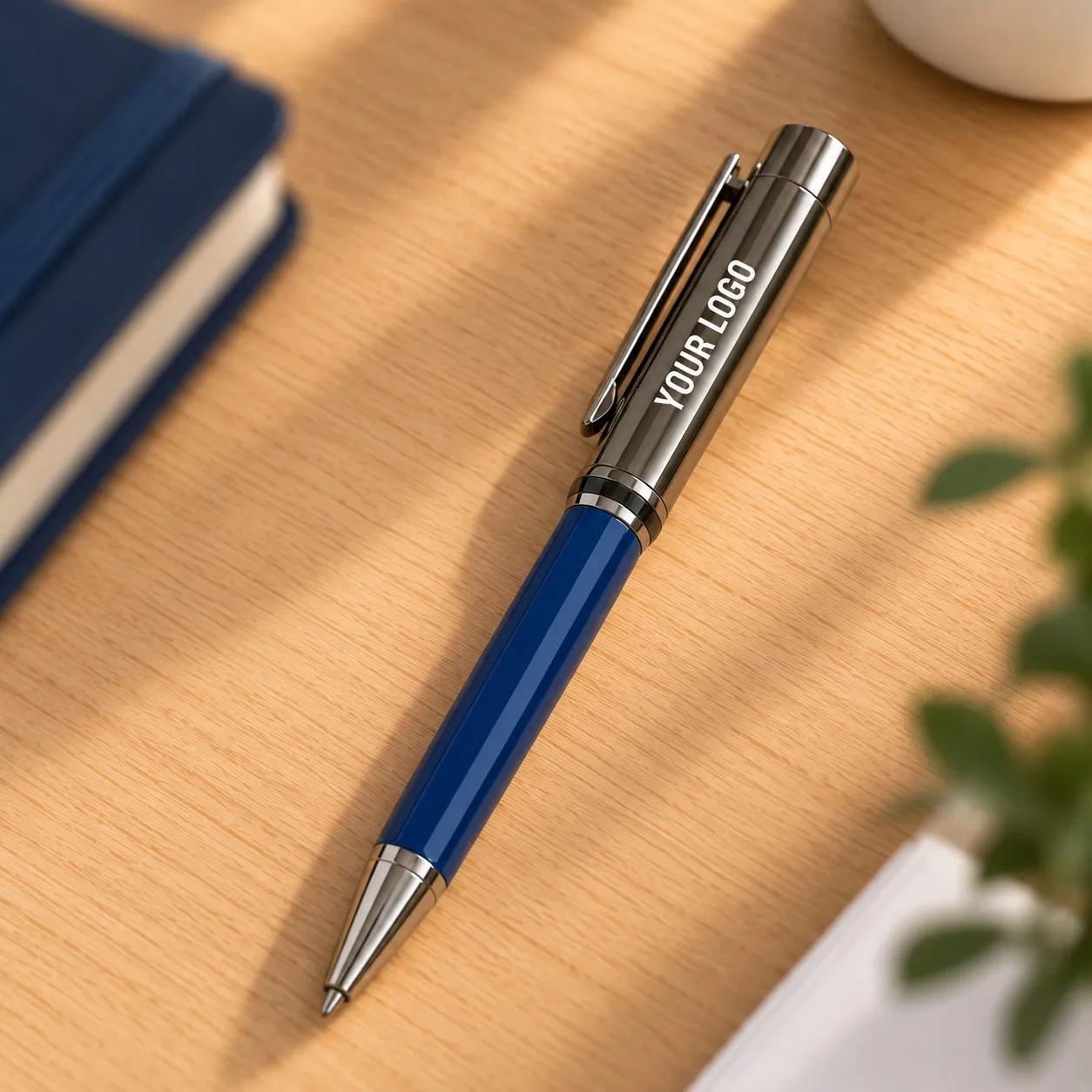Blue metal pen with elegant barrel design – 11611BL