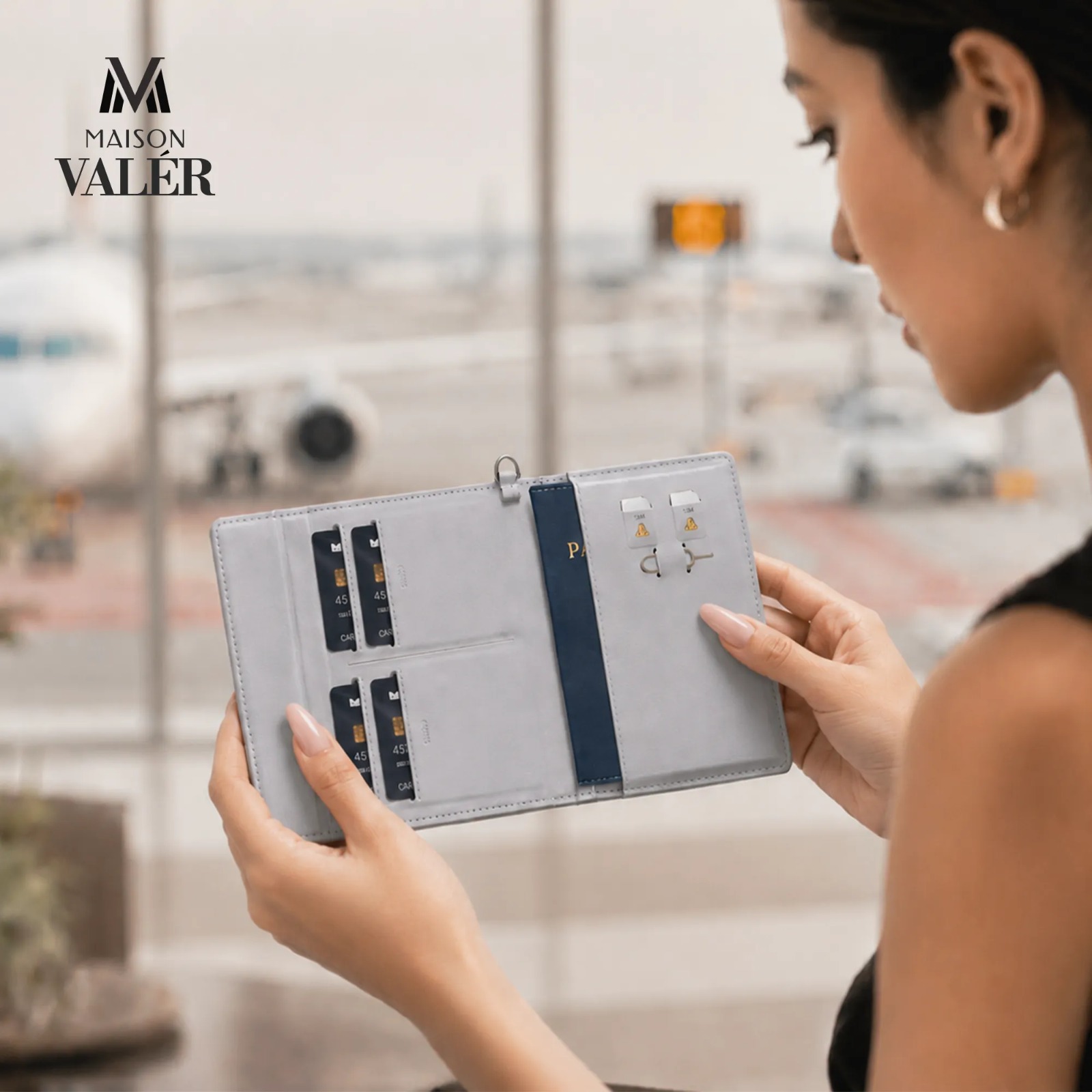 Multifunctional leather travel wallet corporate gift custom engraving UAE GCC