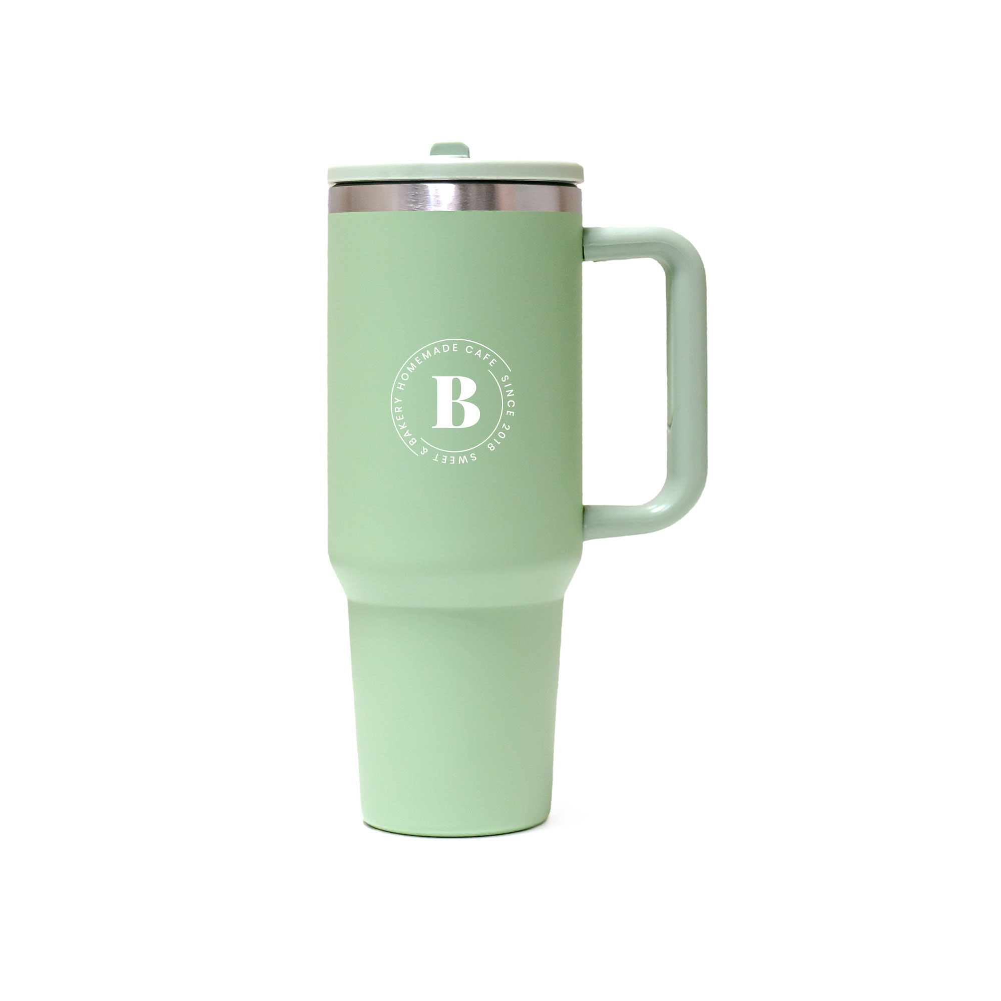 Double Walled Tumbler With Handle And Flip Straw
