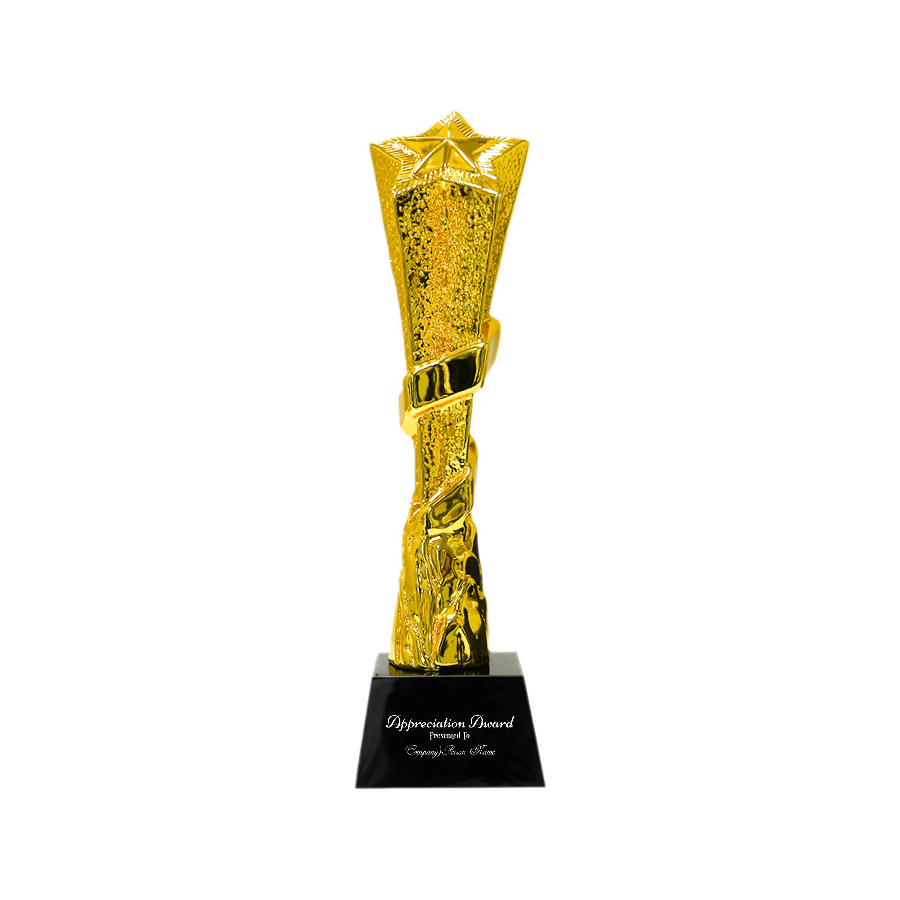 Award Trophy  Star slanted full gold with black base