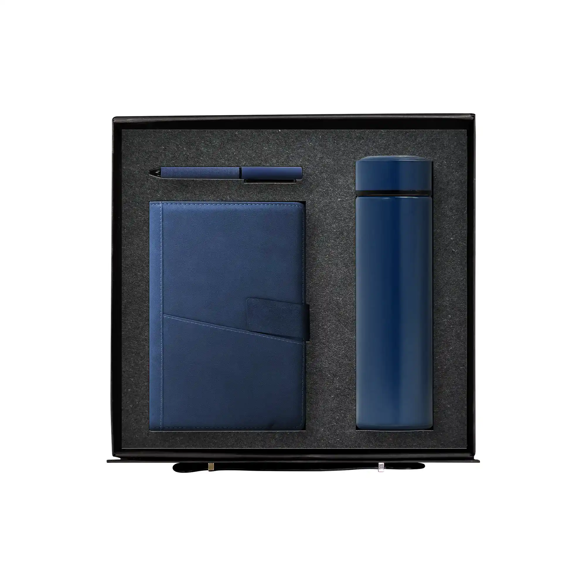 Sapphire Elite blue leather notebook stainless bottle pen corporate gift UAE