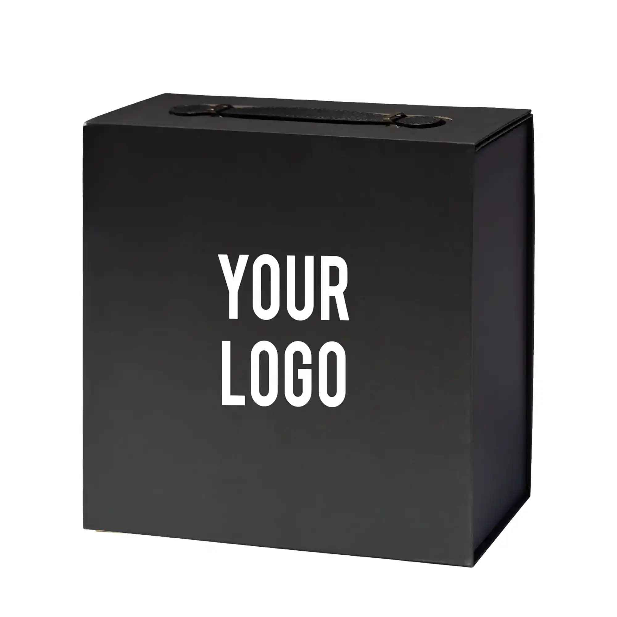 Luxury Gift Box with PU Leather Handle Black Large