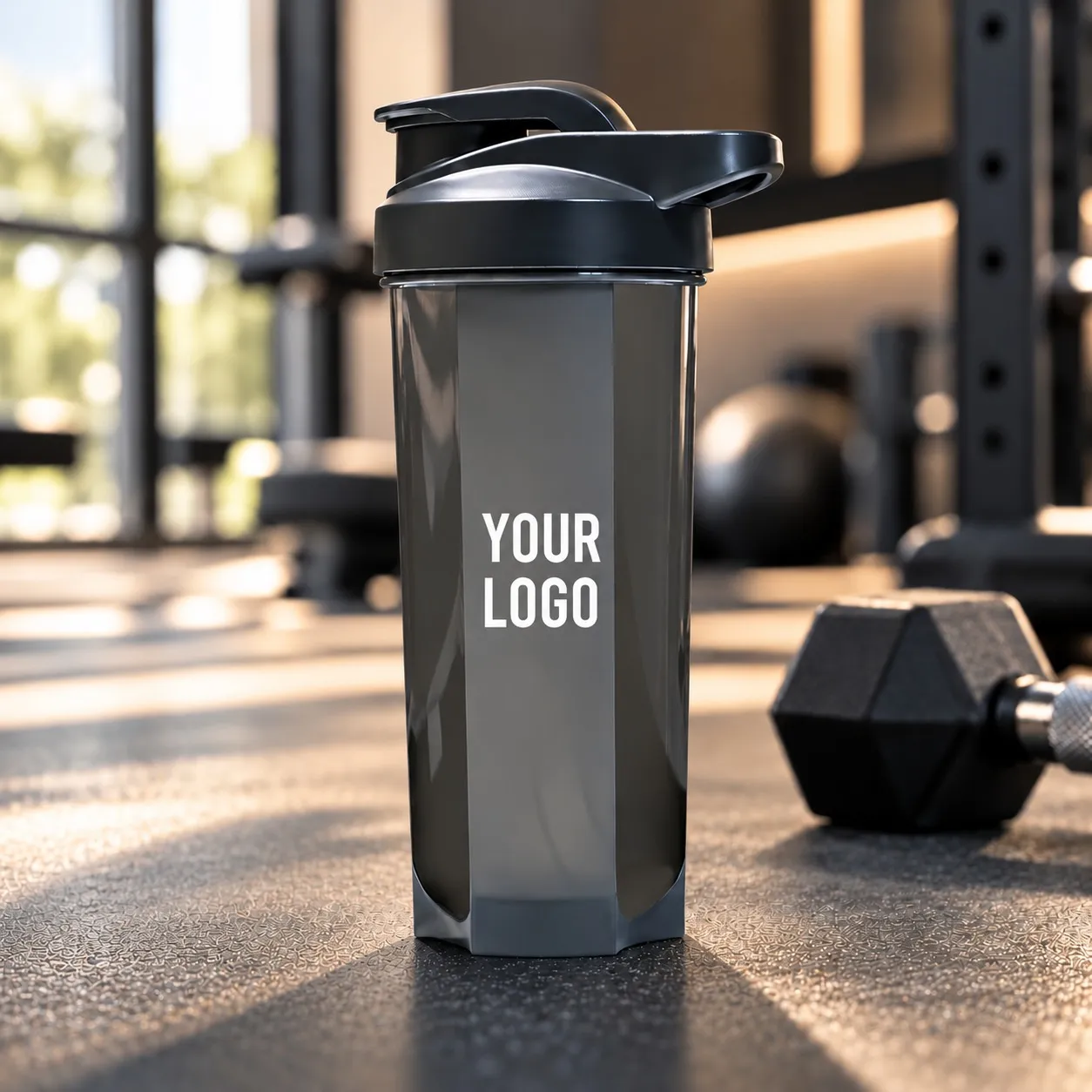 Customizable 700 ml sports protein shaker with mixing ball and flip‑top lid