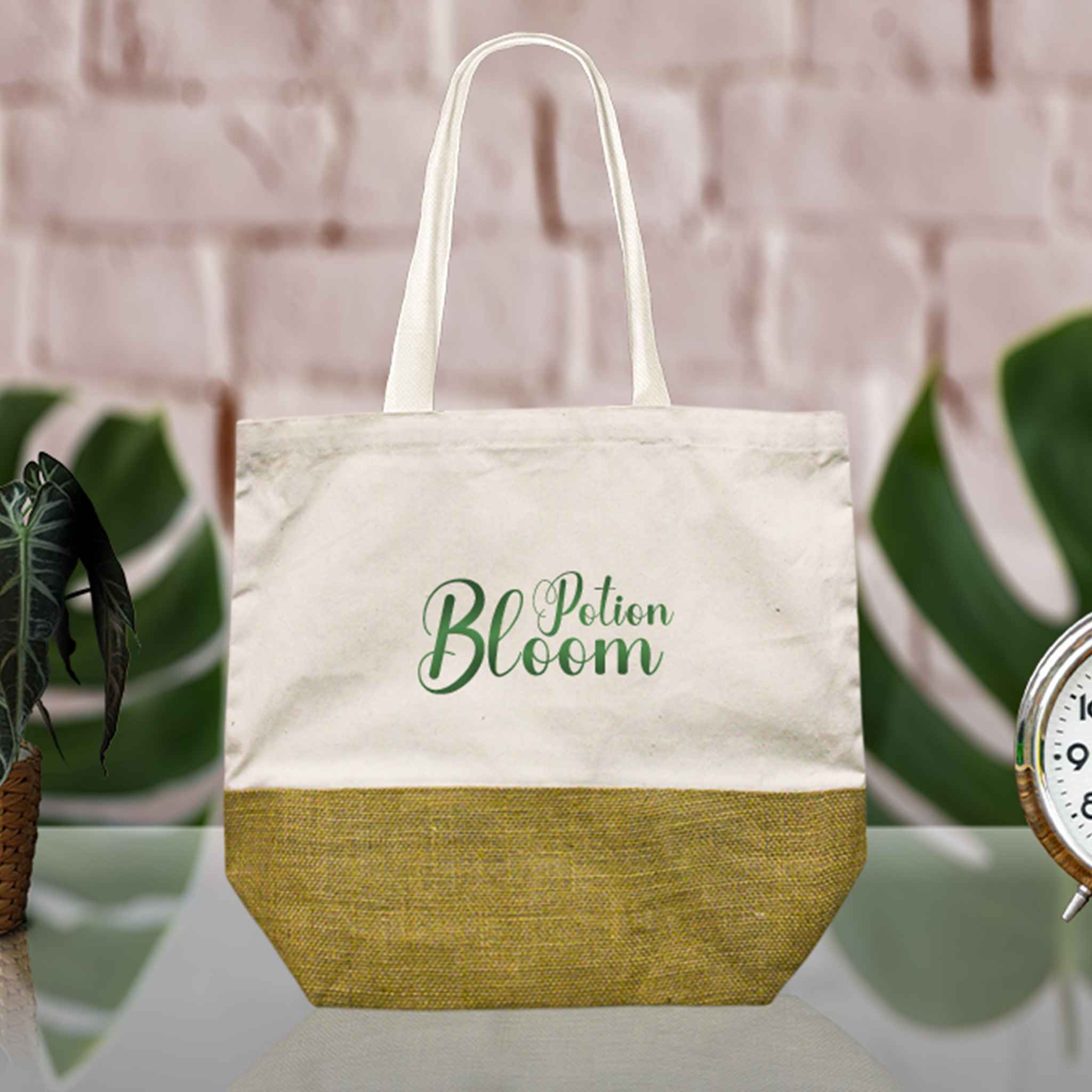 Cotton Tote Bag With Jute Base