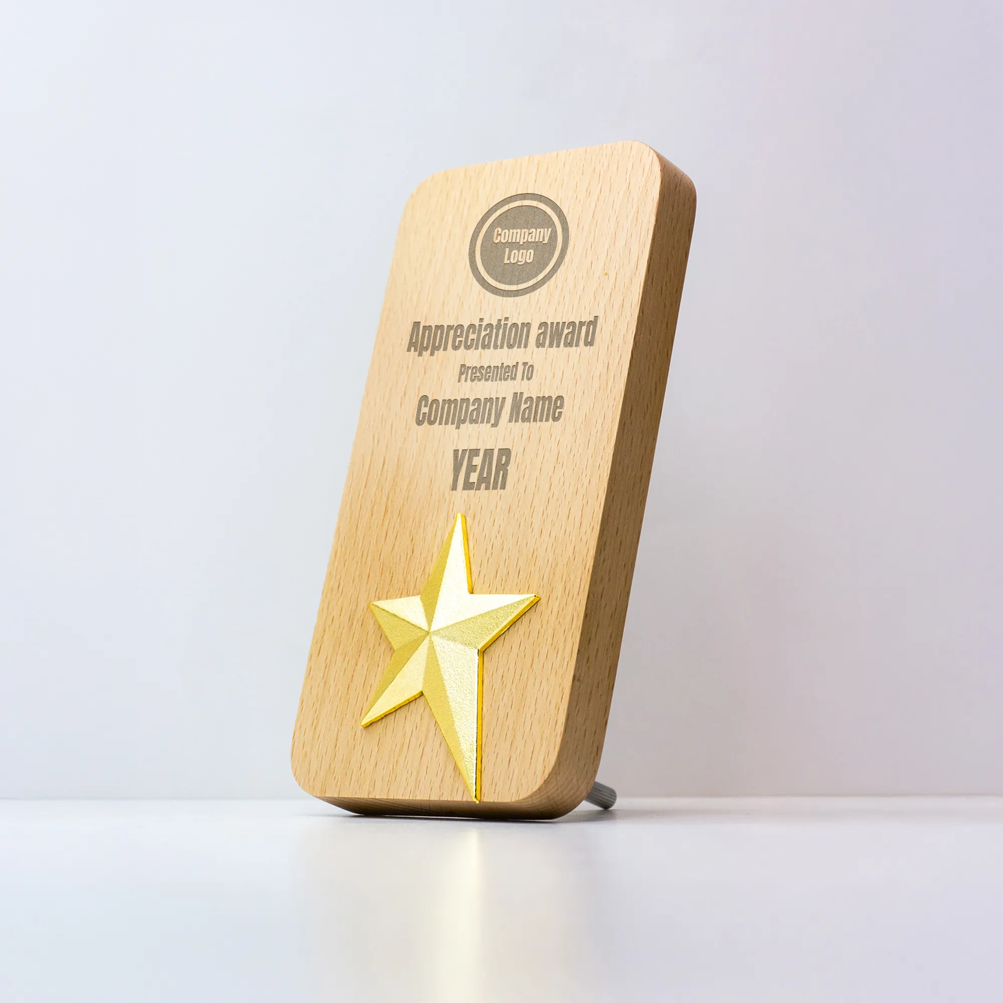 Wooden Trophy with Gold Star