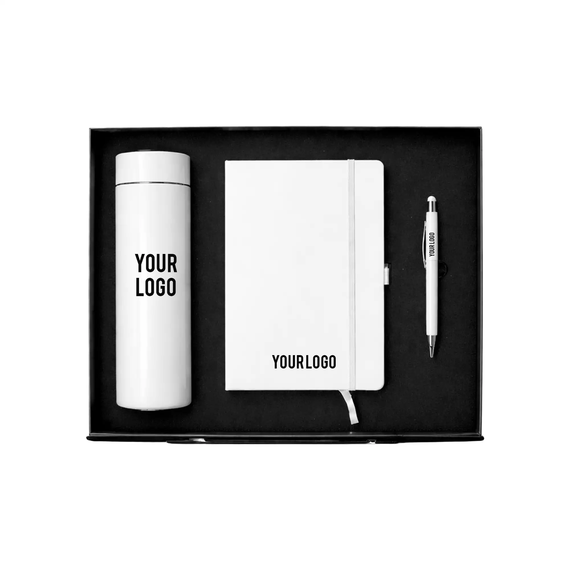 3-piece corporate gift set PU notebook metal pen bottle custom logo UAE