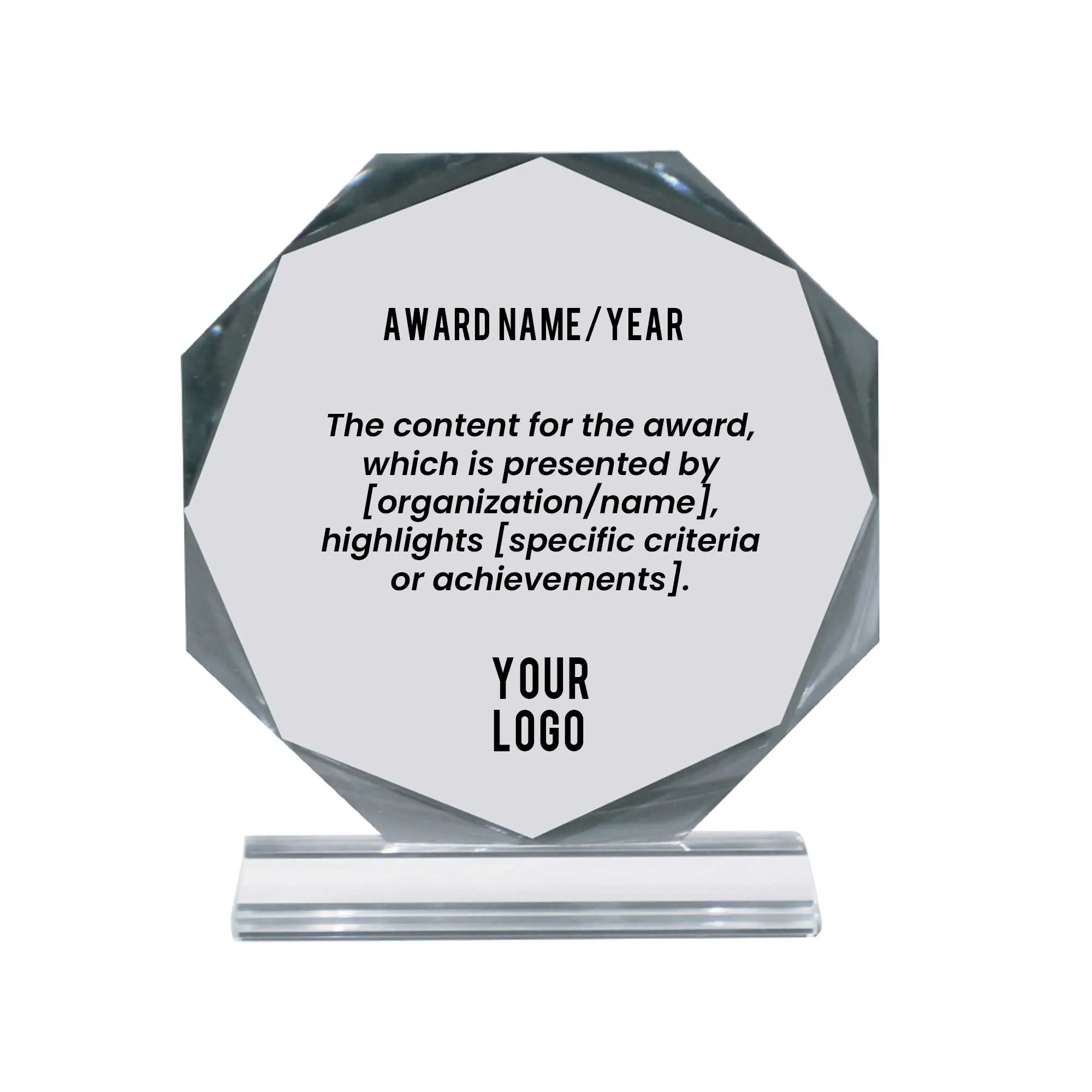 Octagon Crystal Award Large