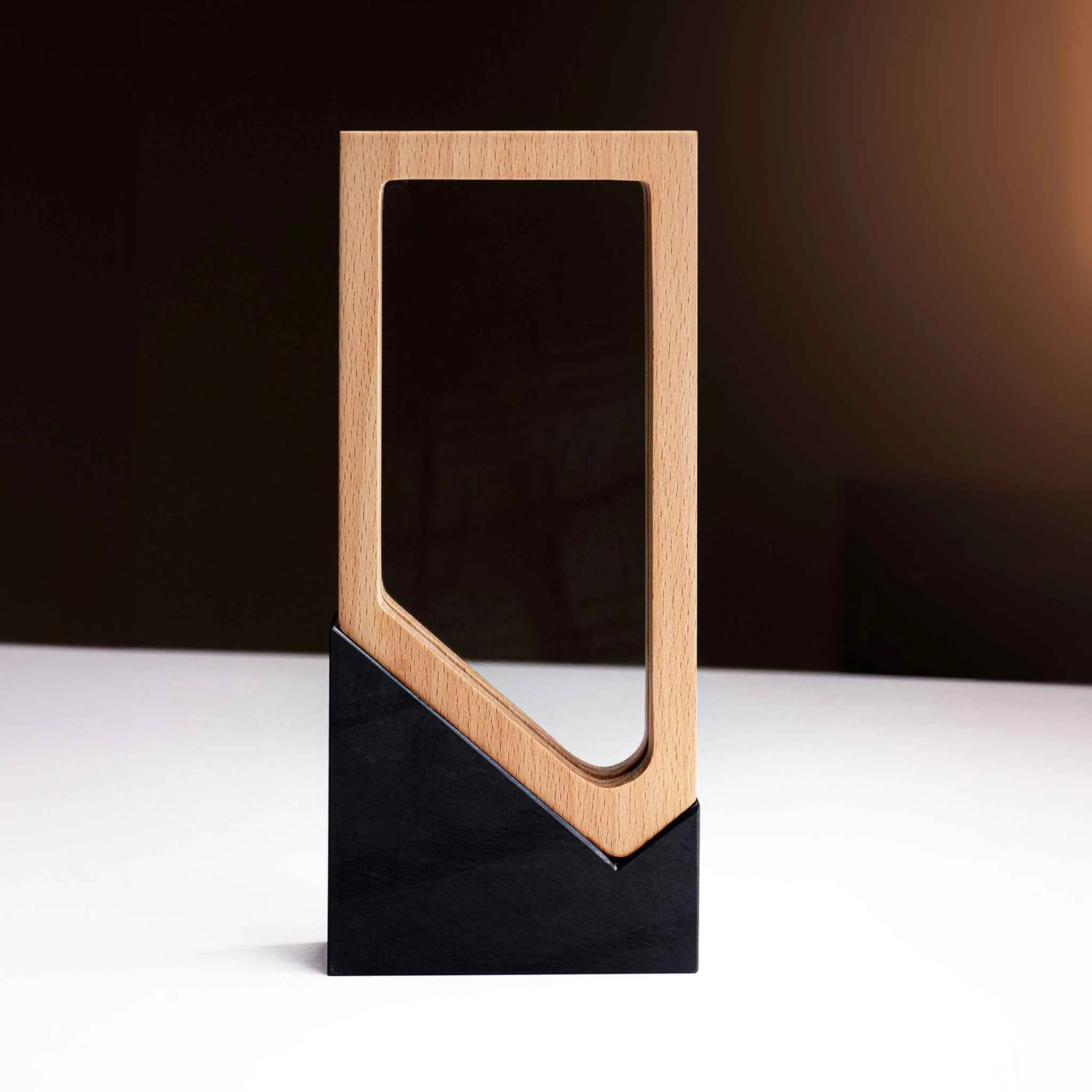 Trophy With Wood Crystal and Black Stone