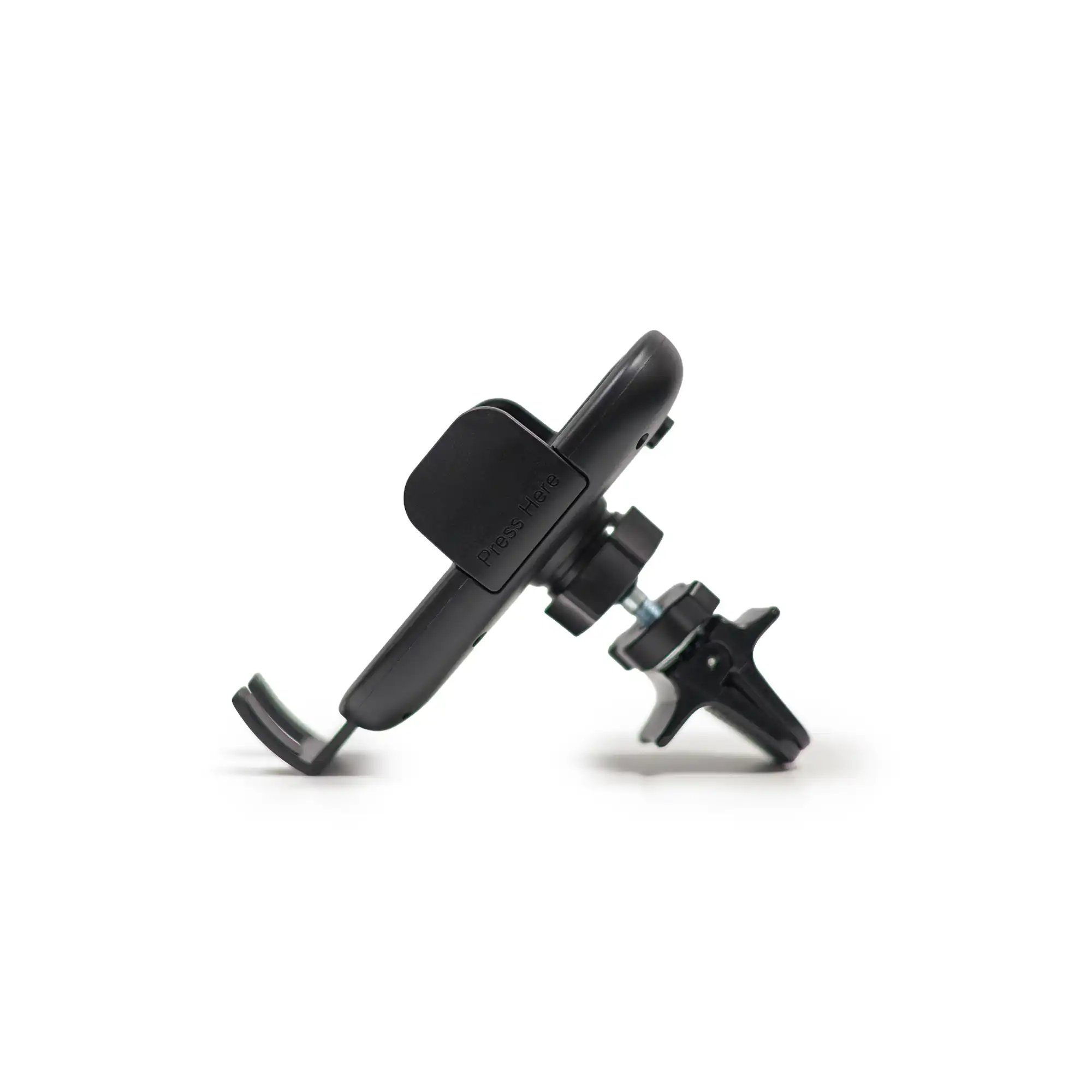 Side view of the car mobile holder showing the adjustable arm